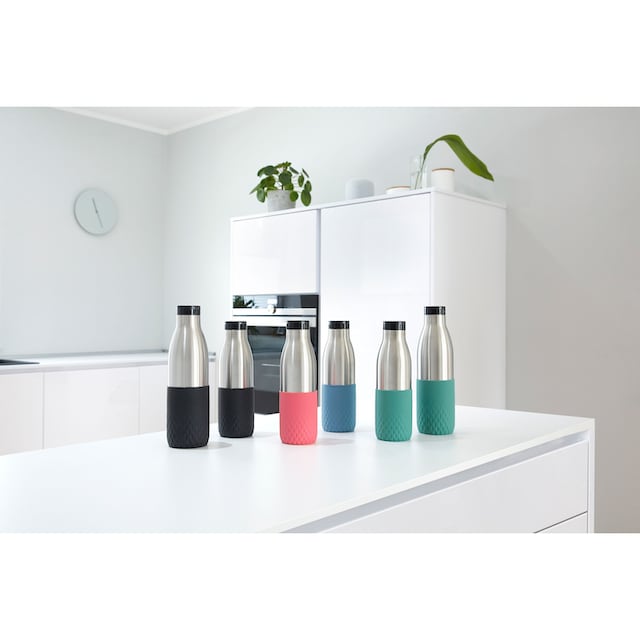 Emsa Trinkflasche »Bludrop Sleeve«, (1 tlg.), Edelstahl/Silikon, Quick-Press,  12h warm/24h kühl bestellen bei OTTO