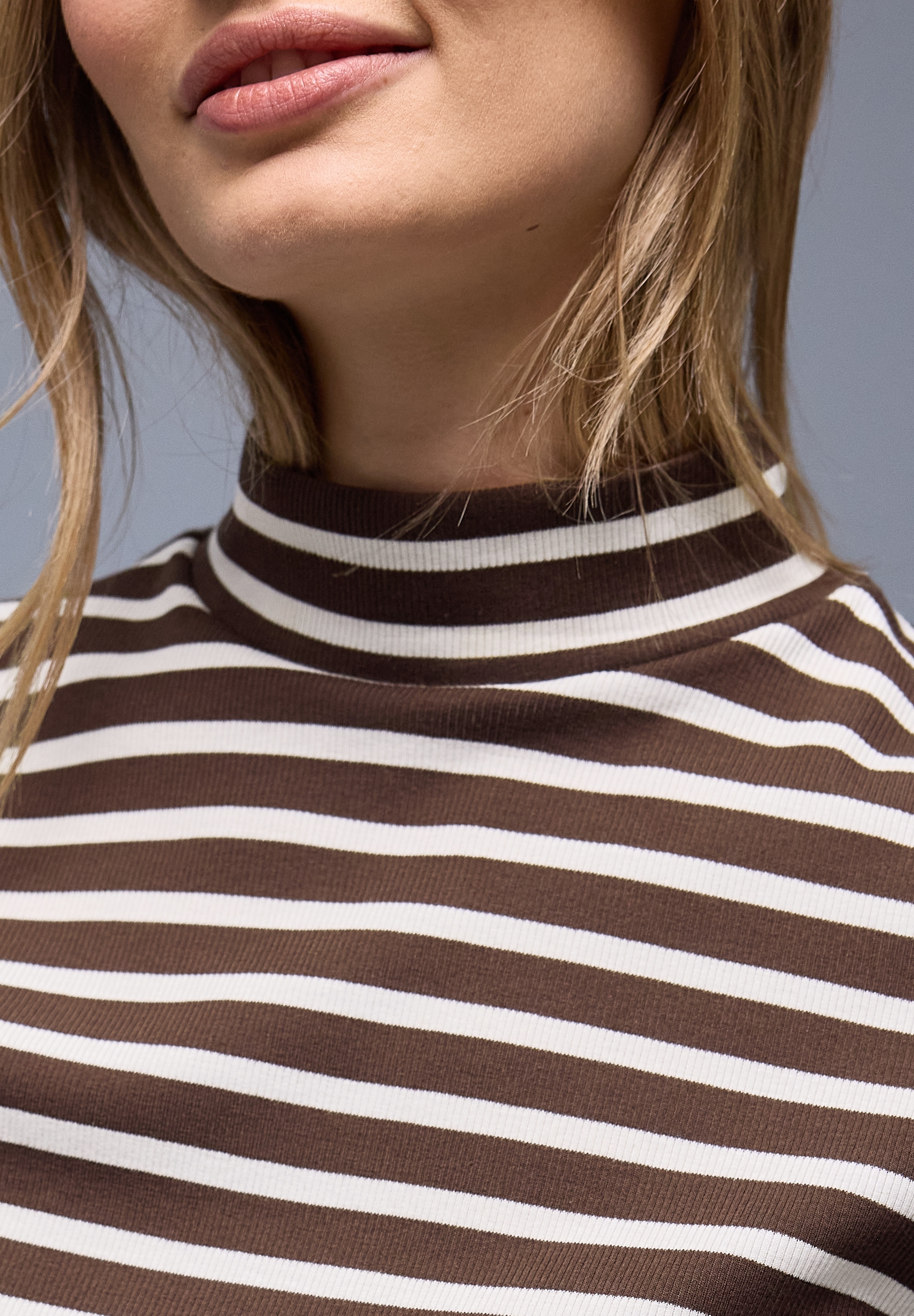 STREET ONE Langarmshirt in Streifen-Optik und mit Turtleneck