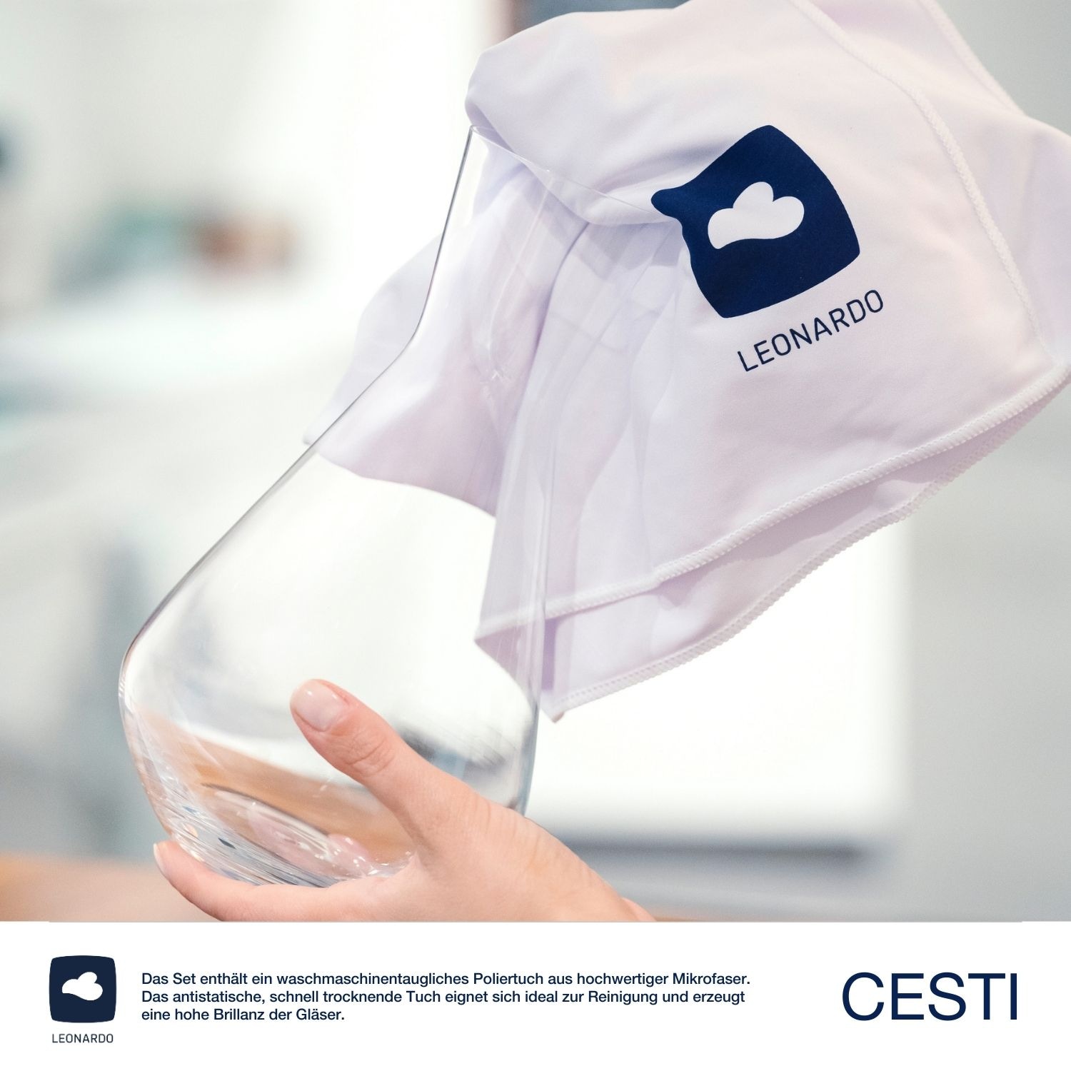 LEONARDO Rotweinglas »Weinset CESTI + Poliertuch« 2 Weingläser und 1 Karaffe mit Poliertuch