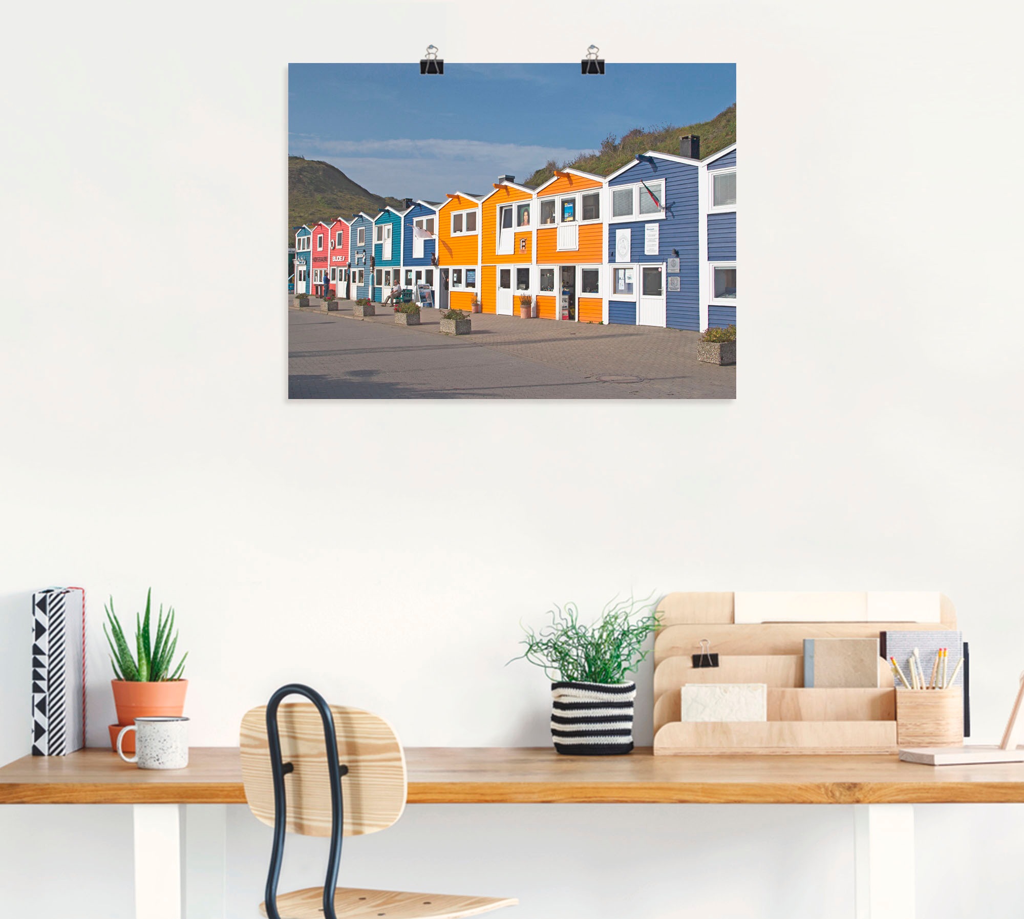 Artland Poster »Bunte Buden auf Helgoland«, Gebäude, (1 St.), als Leinwandbild, Wandaufkleber oder Poster in versch. Größen