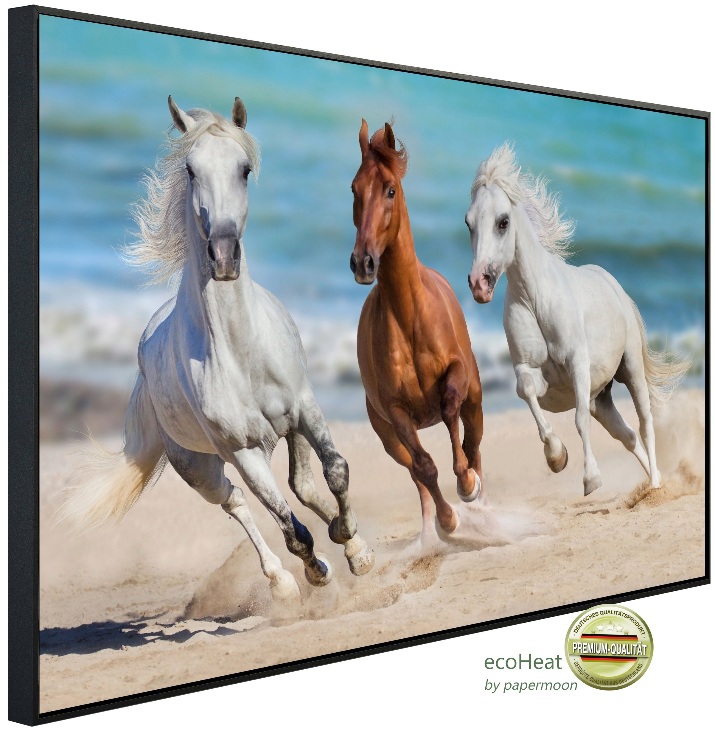 Papermoon Infrarotheizung »EcoHeat - Pferde im Galopp«, Aluminium, 900 W, 60x120 cm, mit Rahmen, energiesparendes Heizen für angenehme, gesunde und gleichmäßige Wärme