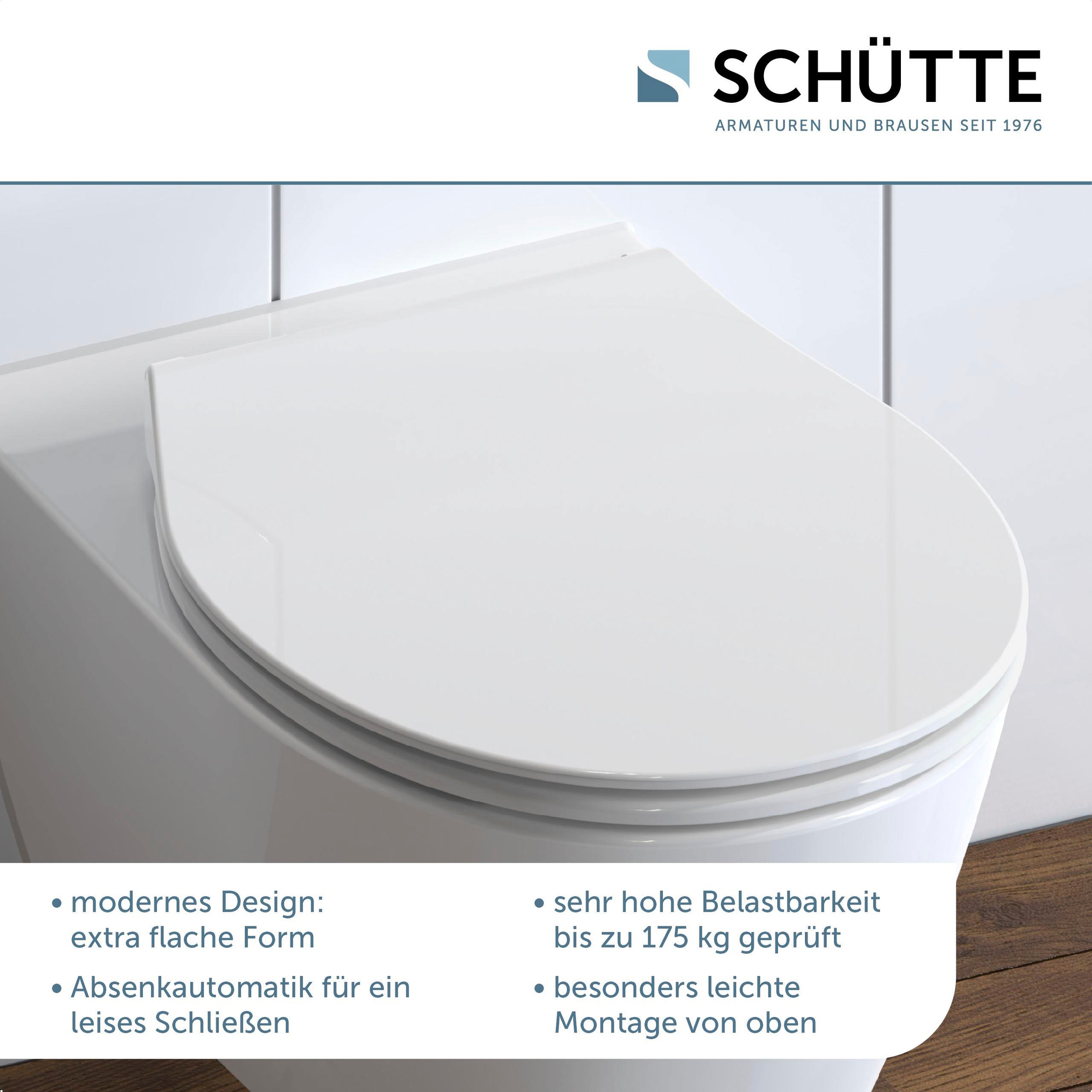 Schütte WC-Sitz »SLIM« Duroplast, Absenkautomatik, Schnellverschluss, besonders flache Form