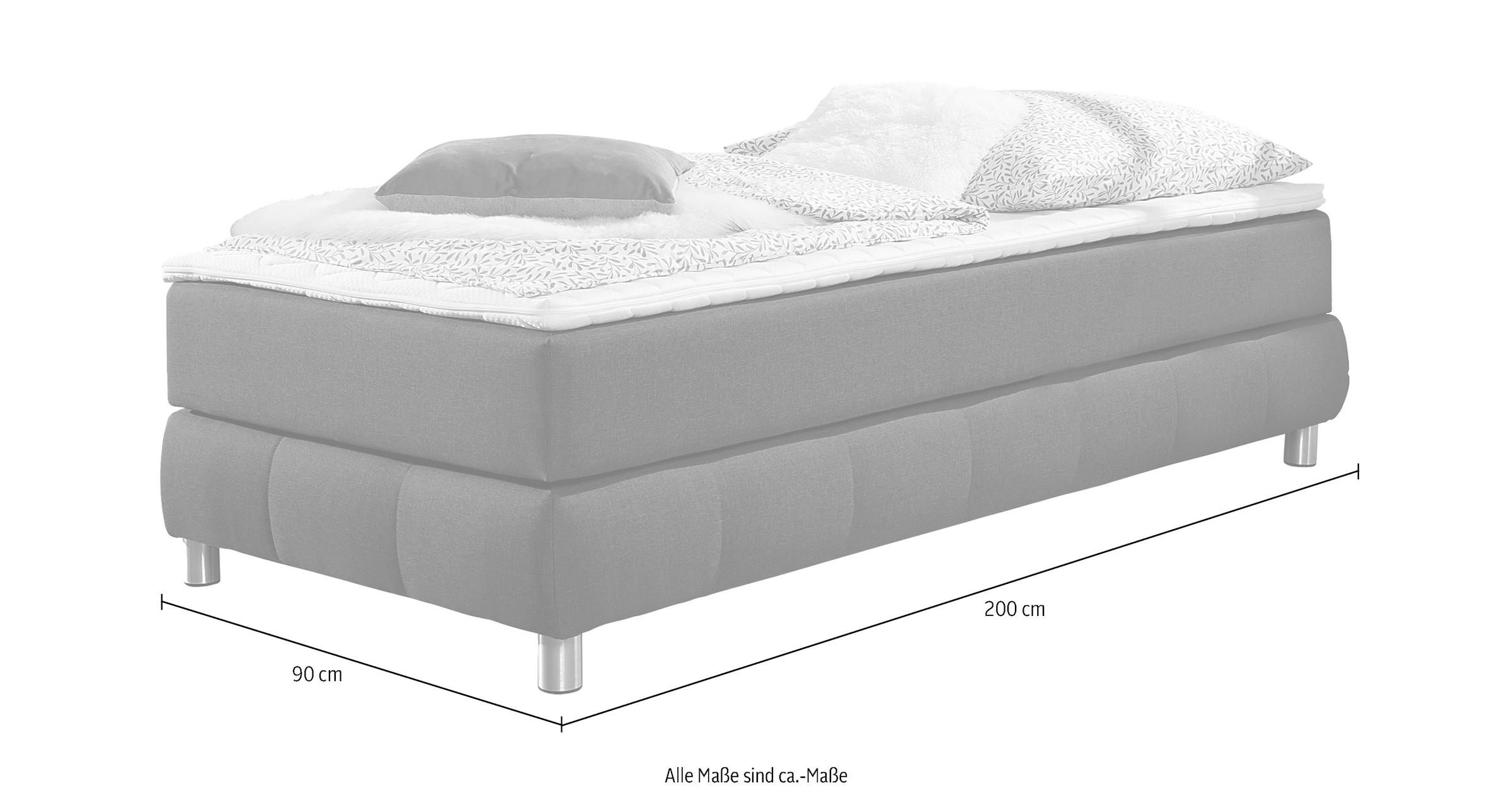 andas Boxspringbett »Salo«, Ohne Kopfteil, inkl. Topper, auch in Überlänge 220 cm