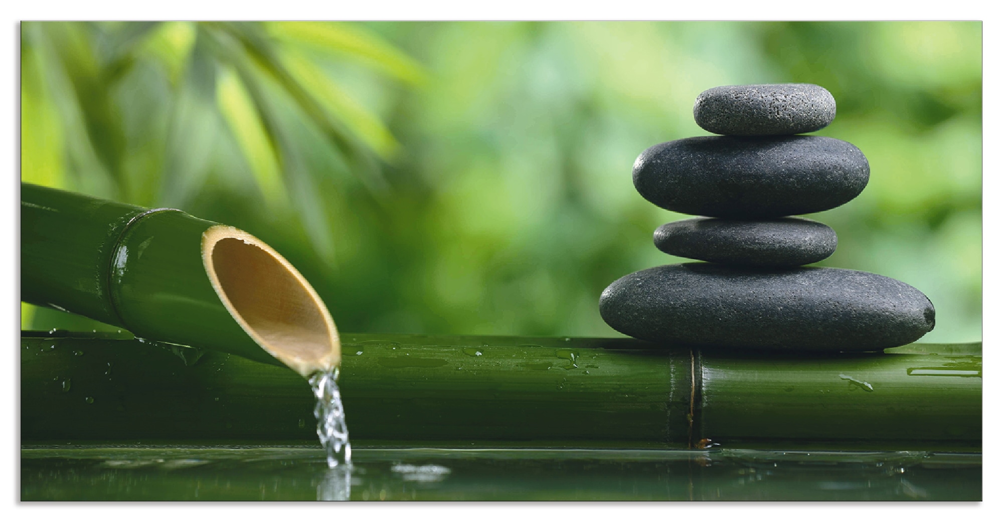 Küchenrückwand »Bambusbrunnen und Zen-Stein«, (1 tlg.), Alu Spritzschutz mit...