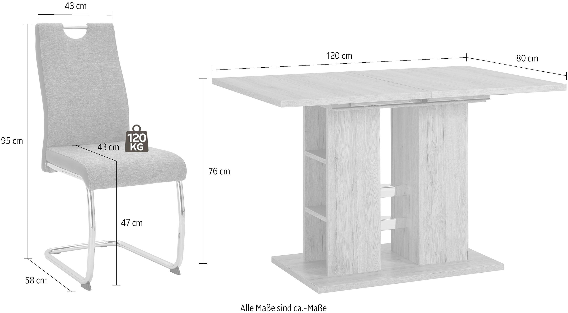 HELA Essgruppe »ALINA G«, (Set, 5 tlg.), bestehend aus einem Tisch und 4  Stühlen kaufen bei OTTO