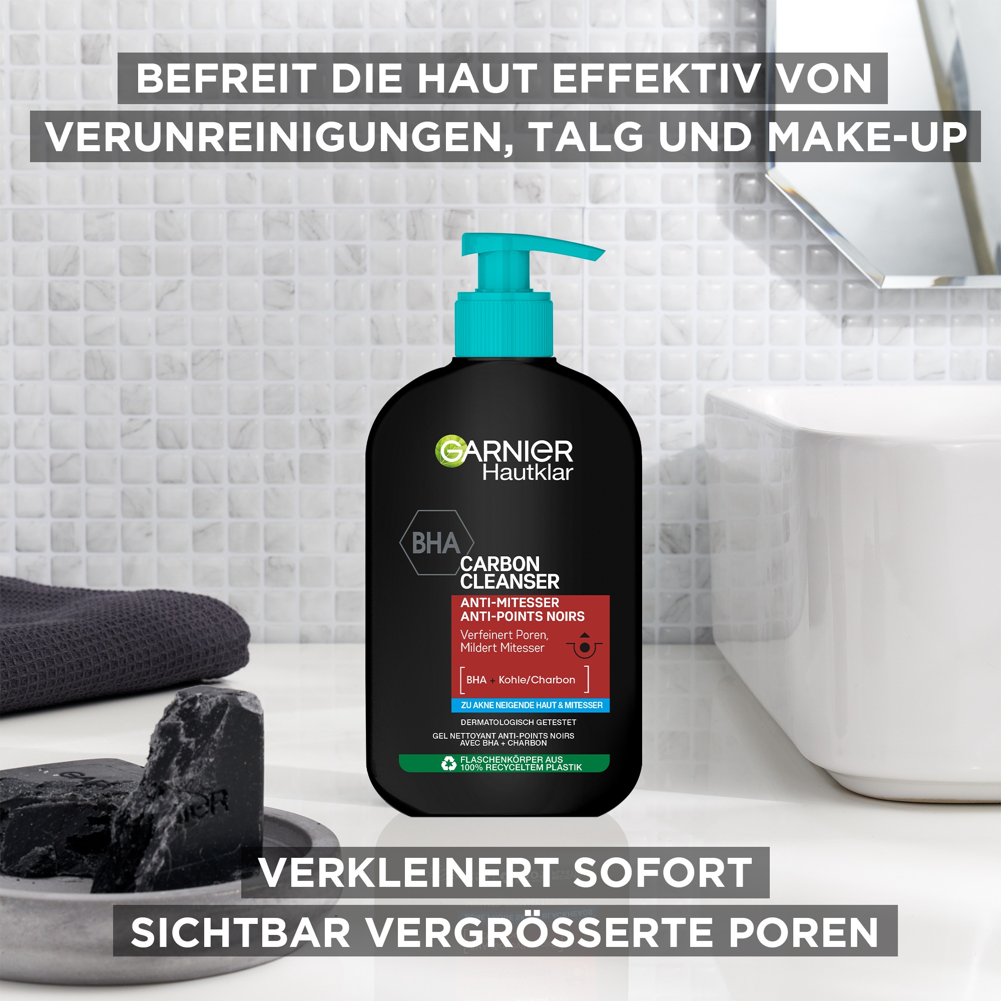 GARNIER Gesichtsreinigungsgel »Garnier Waschgel BHA Carbon Cleanser«, mit hoher Wirkungskraft