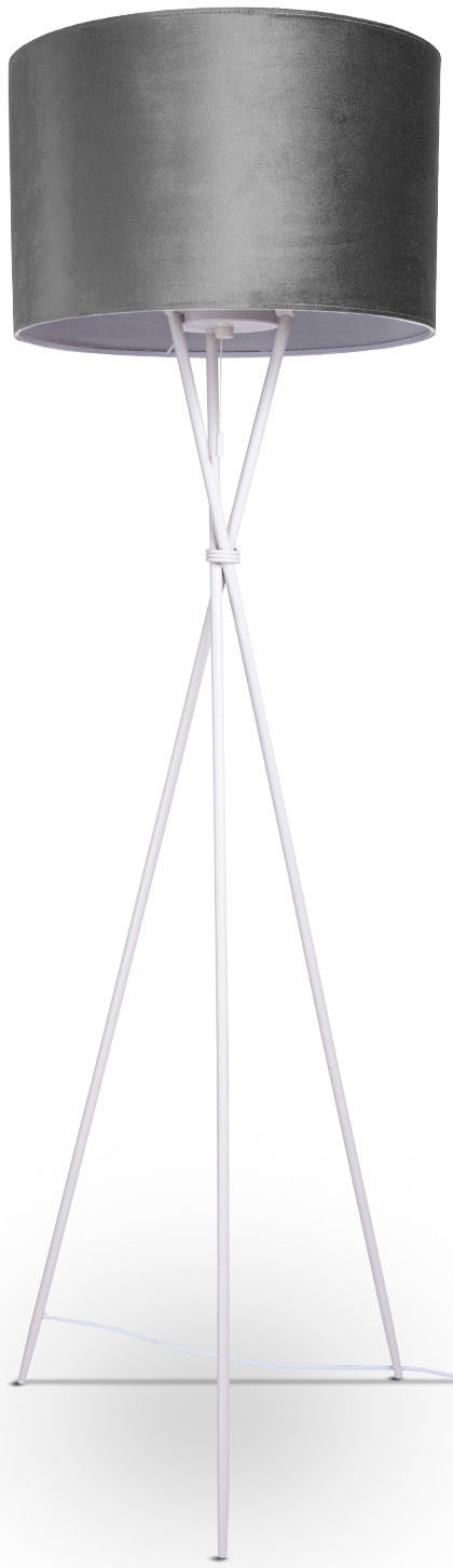 Paco Home Stehlampe »Kate uni Color«, Leuchtmittel E27 | ohne Leuchtmittel, Wohnzimmer Dreibein Standleuchte Velour Höhe 177,5cm Filigran E27
