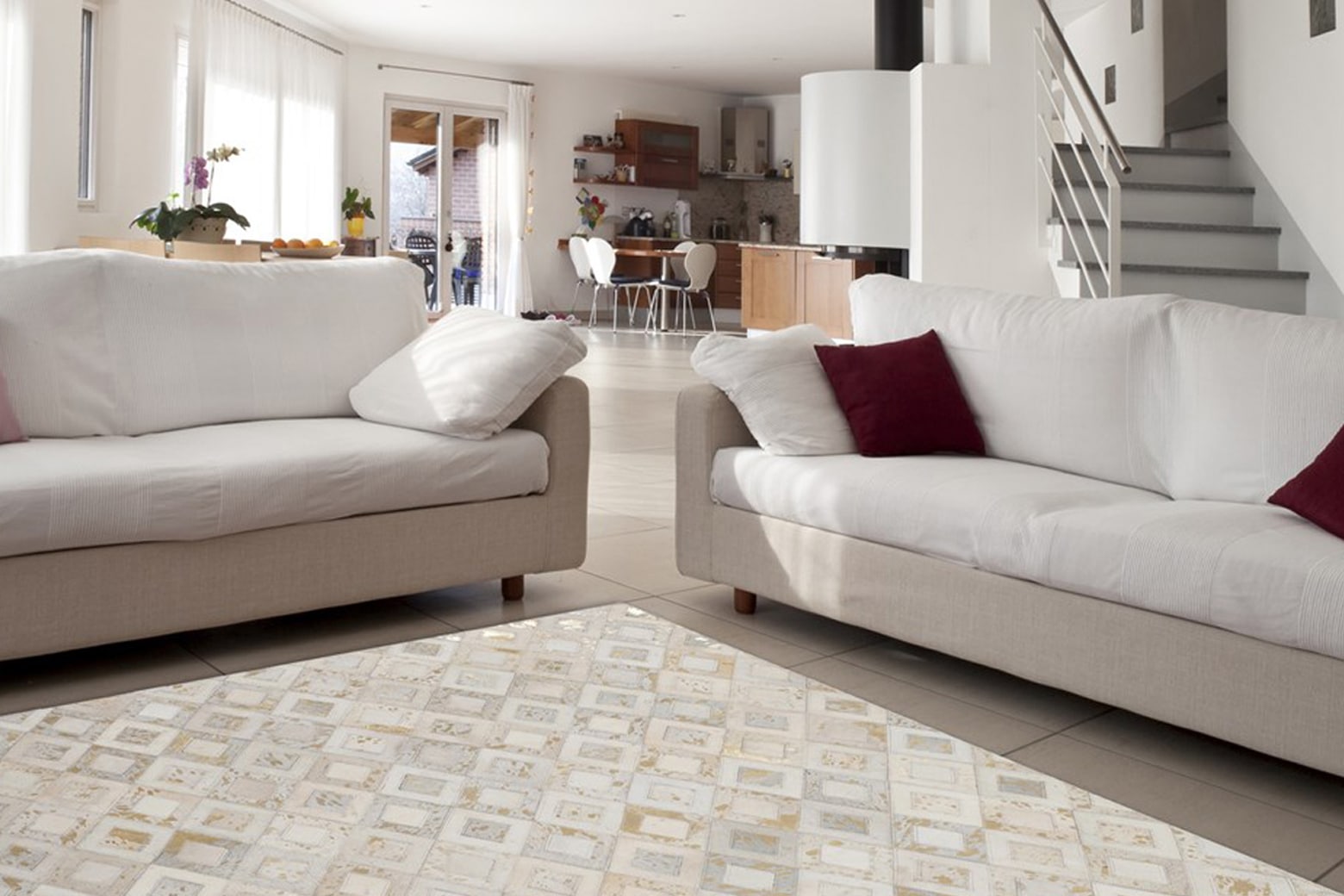 my home Lederteppich »Arno«, rechteckig, 8 mm Höhe, jeder Teppich-ein Unikat, Wohnzimmer