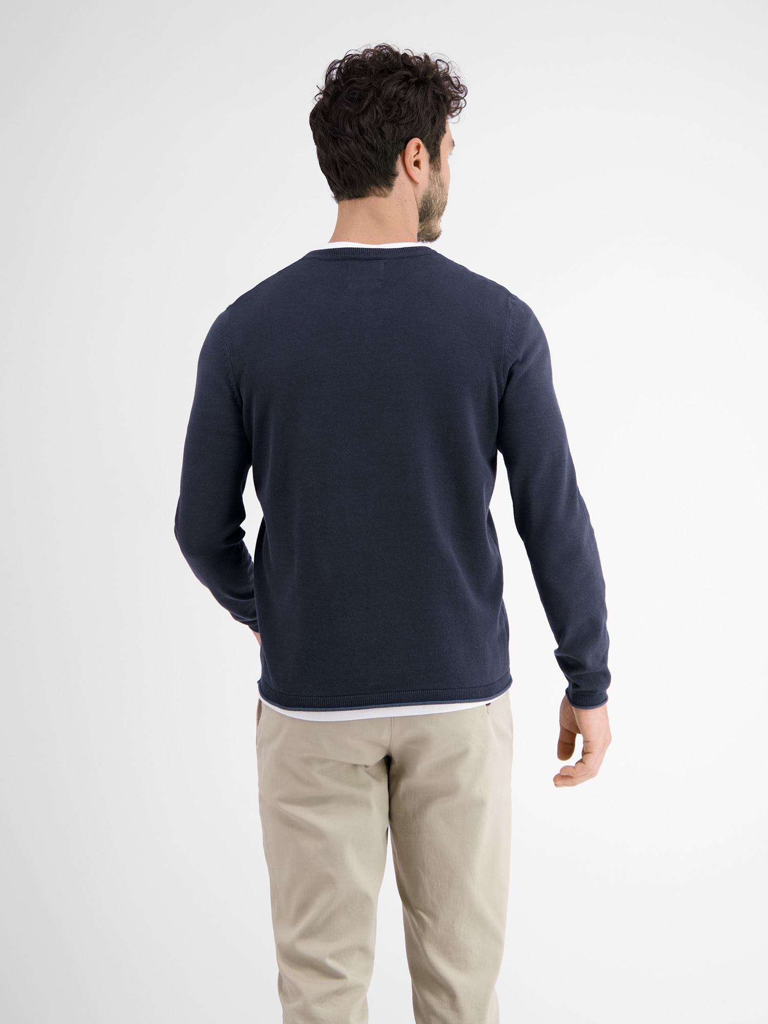 LERROS Strickpullover »LERROS Rundhalspullover, Flachstrick«