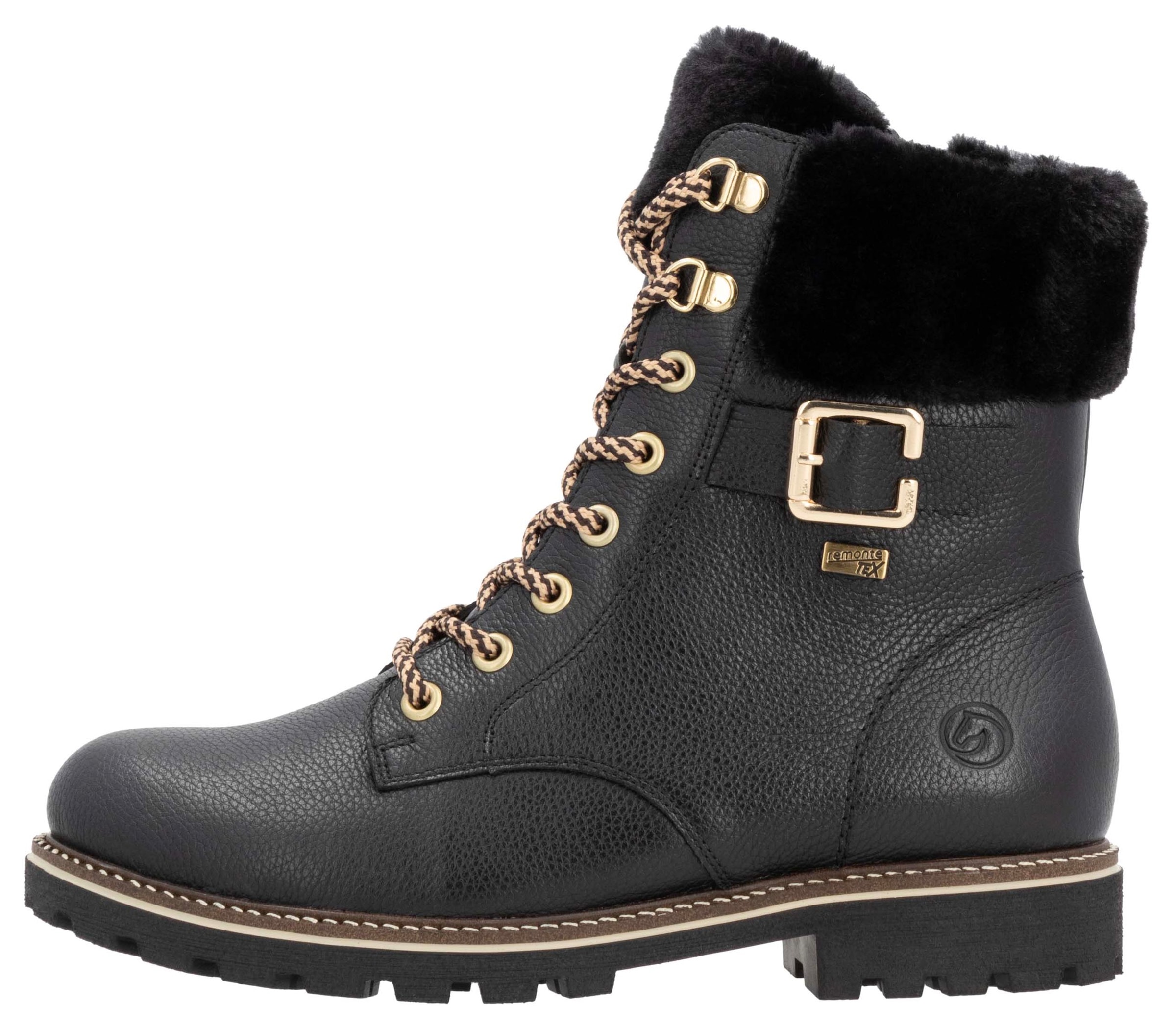 Remonte Winterboots »Elisabeth Hurley-Collection«, Schnürboots, Outdoorschuh, Schnürstiefelette mit Zierschnalle