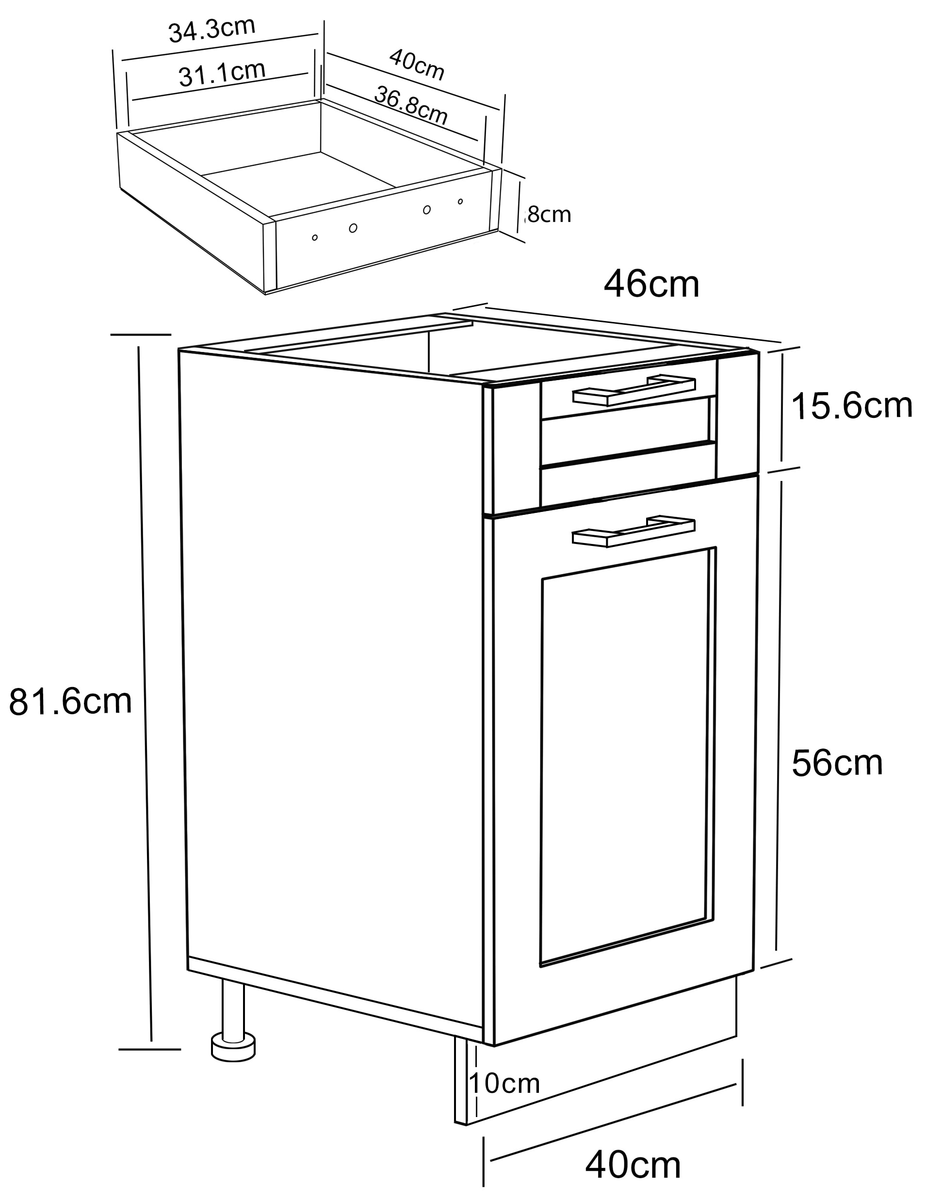 VCM Unterschrank »Küchenschrank 40 cm Unterschrank Schublade Colura«