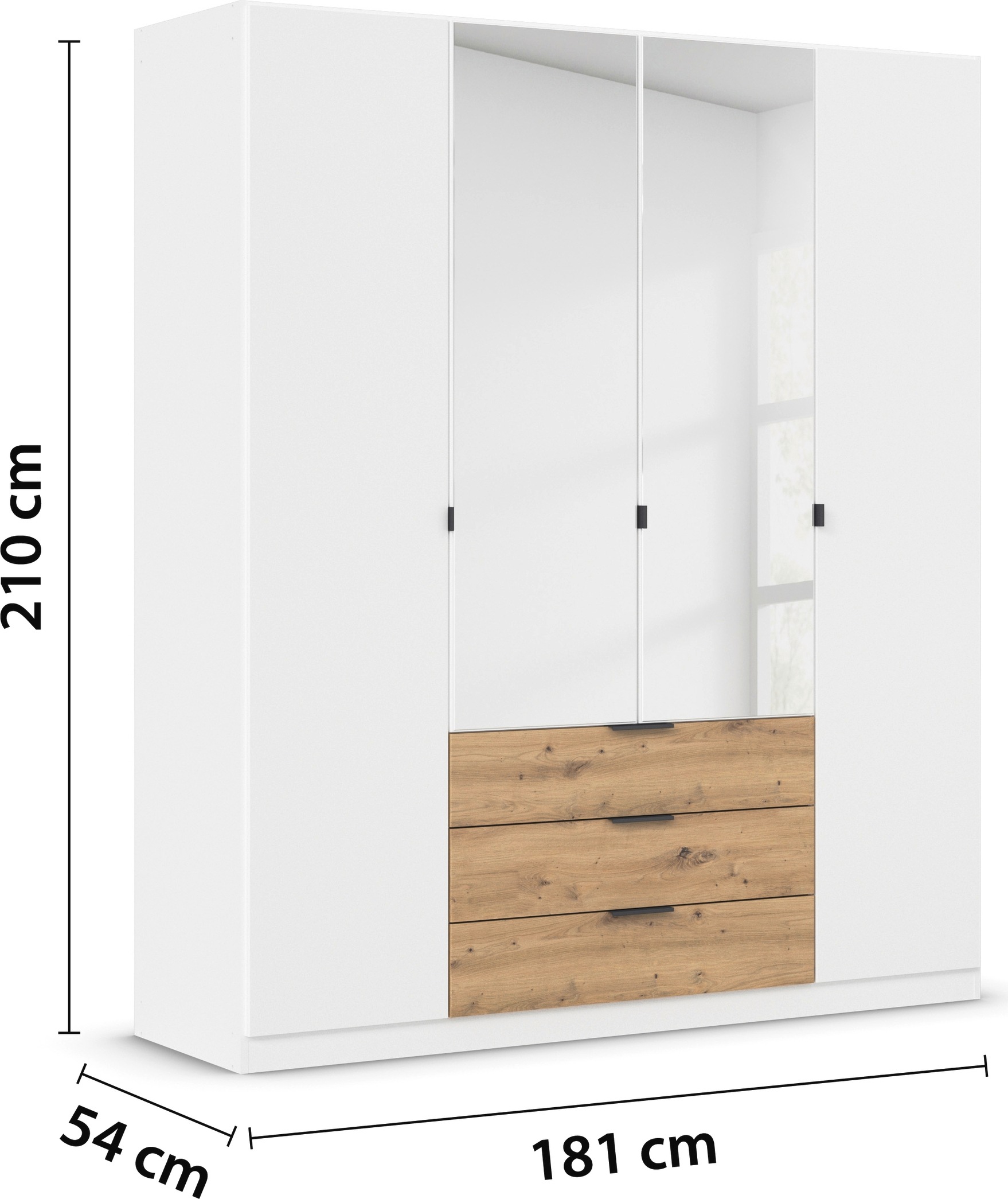 rauch Drehtürenschrank »Kleiderschrank Schrank Garderobe Schlafzimmerschrank DAVOA«, mit farblich abgesetzten Schubkästen in Eiche Artisan MADE IN GERMANY