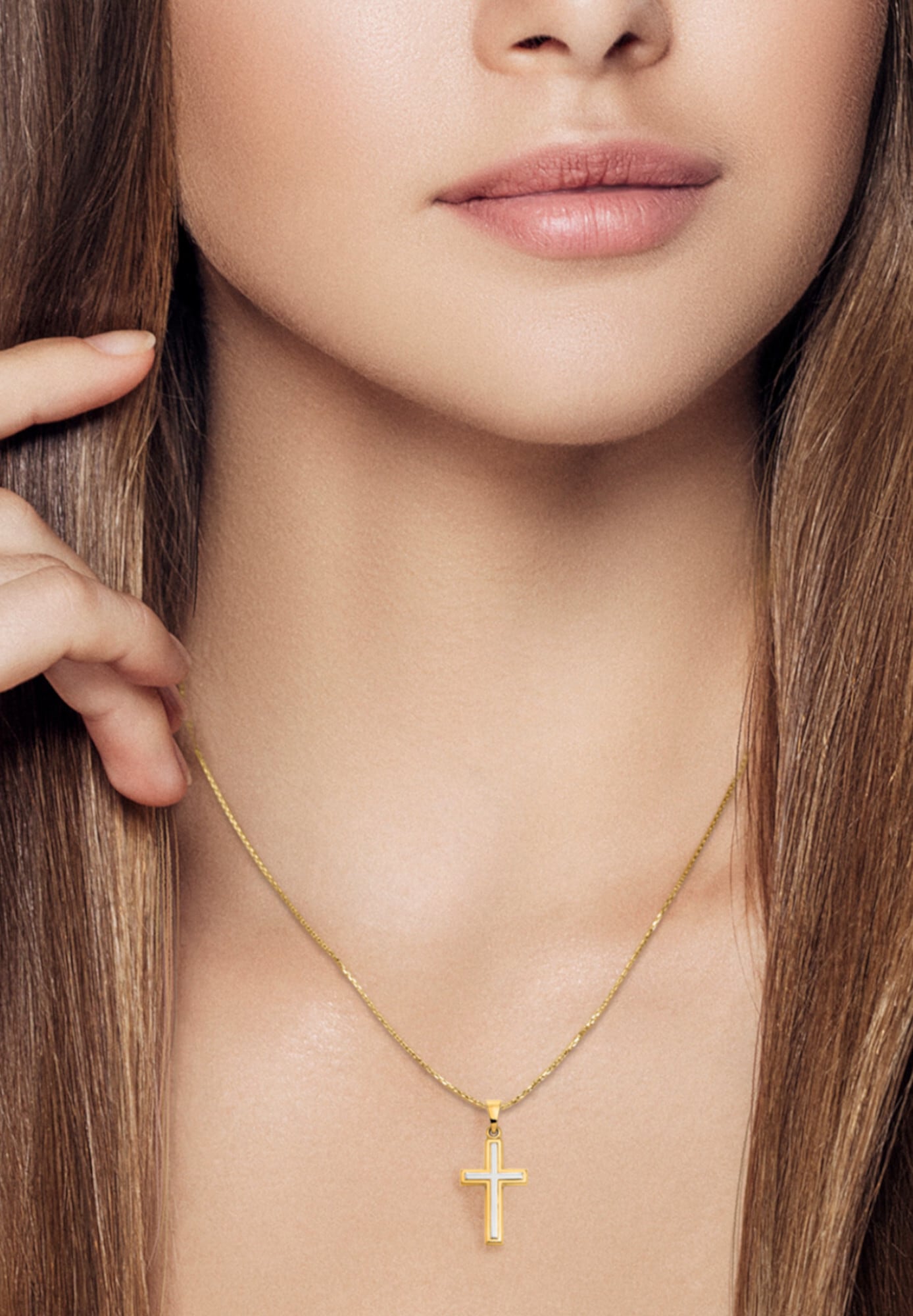 ONE ELEMENT Kettenanhänger »Kreuz Anhänger aus 333 Gelbgold«