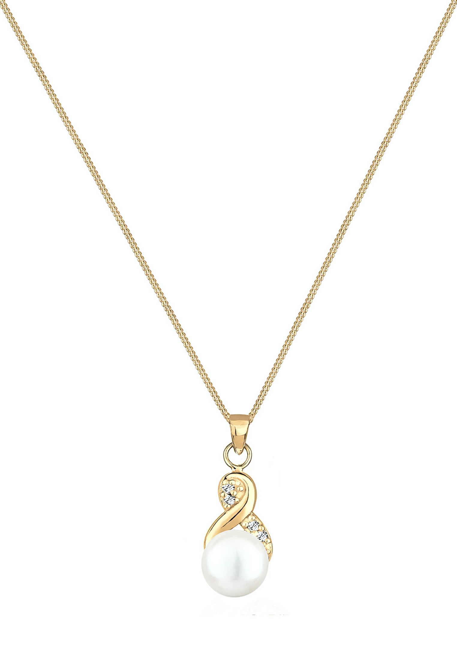 Elli Silberkette »Halskette Infinity Kristalle Süßwasserzuchtperle 925 Sterling Silber«