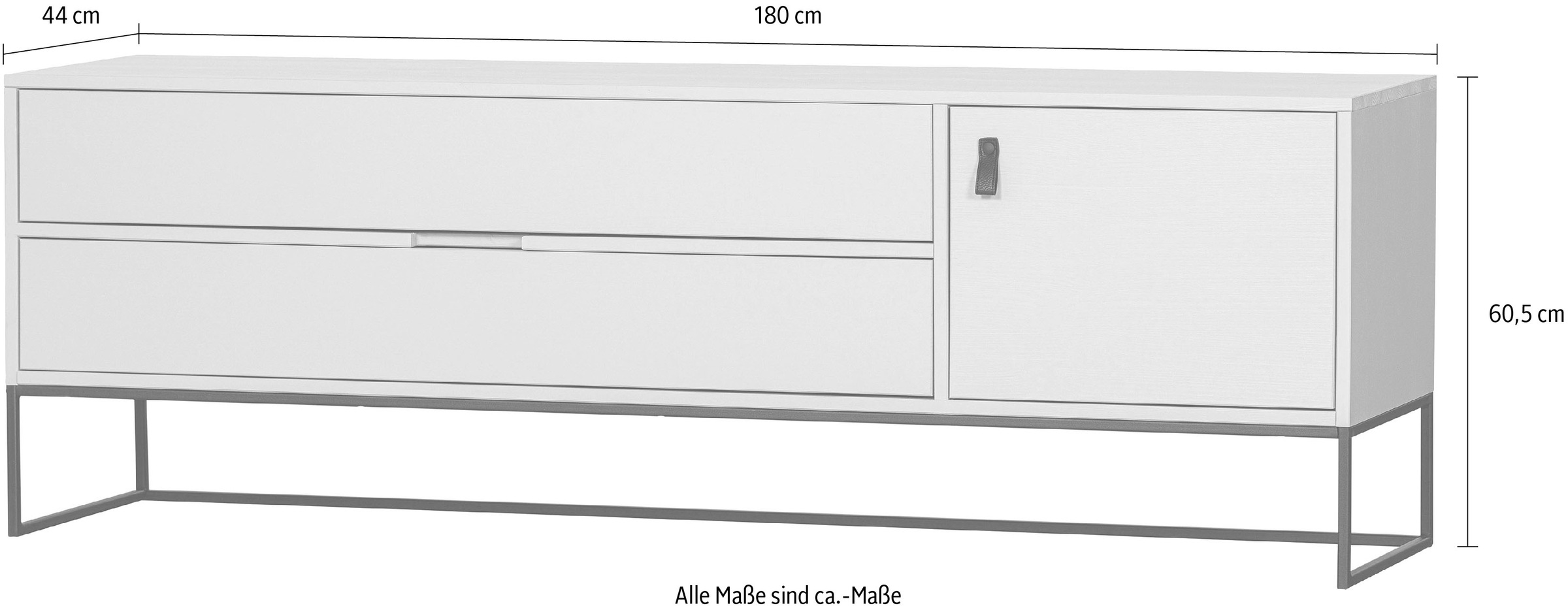 WOOOD Lowboard »Silas TV-Lowboard«, Kommode, 2 Schubladen und 1 Tür, viel Stauraum, Breite 120 oder 180 cm