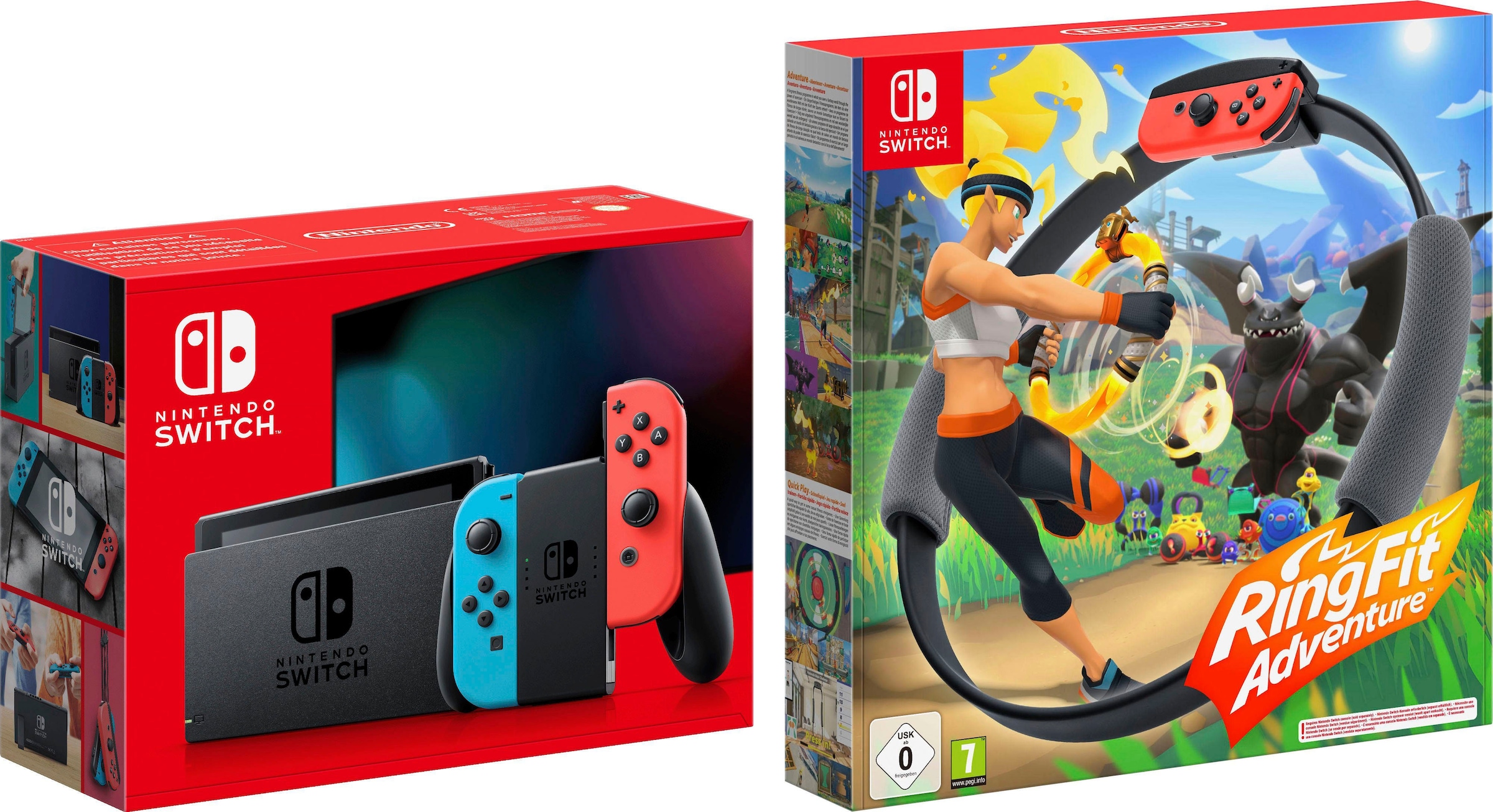 Nintendo Switch Konsolen-Set inkl. Ring Fit Adventure in bunt