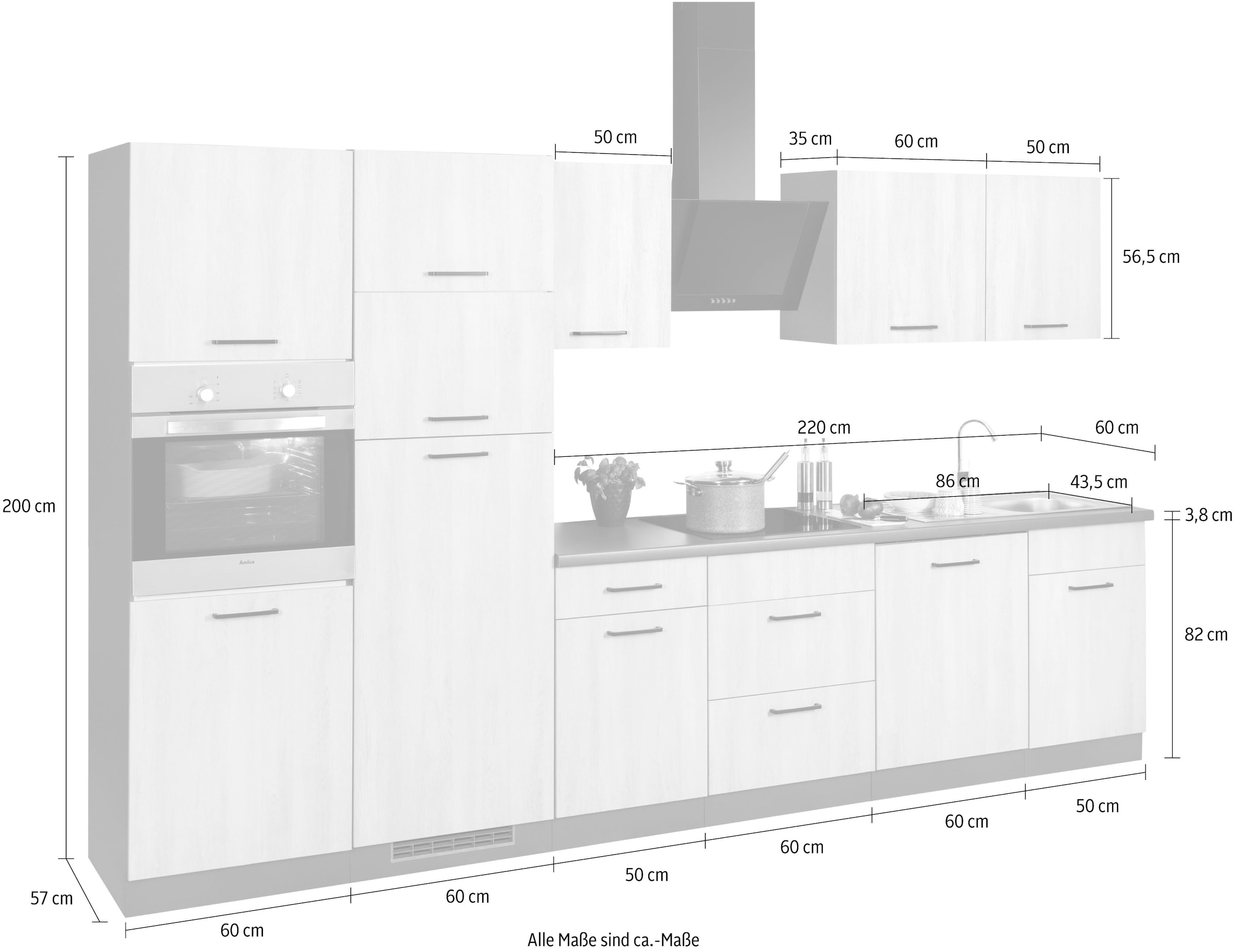 wiho Küchen Küchenzeile »Esbo«, E-Geräten, mit Breite bei OTTO 340 bestellen cm online