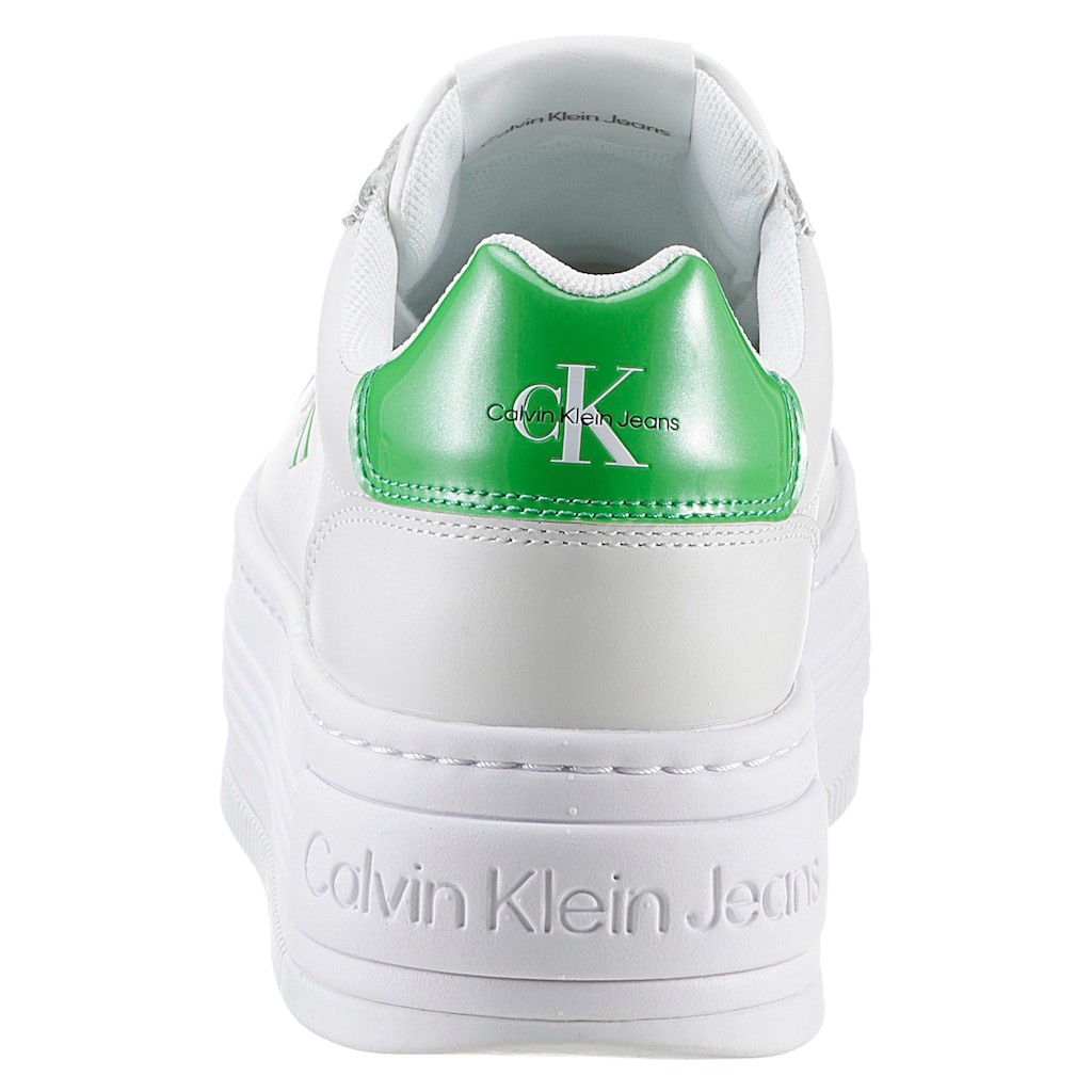 Calvin Klein Jeans Plateausneaker »BOLD PLATF LOW LACE LTH ML MET«, mit modischem Farbakzent, Freizeitschuh, Halbschuh, Schnürschuh