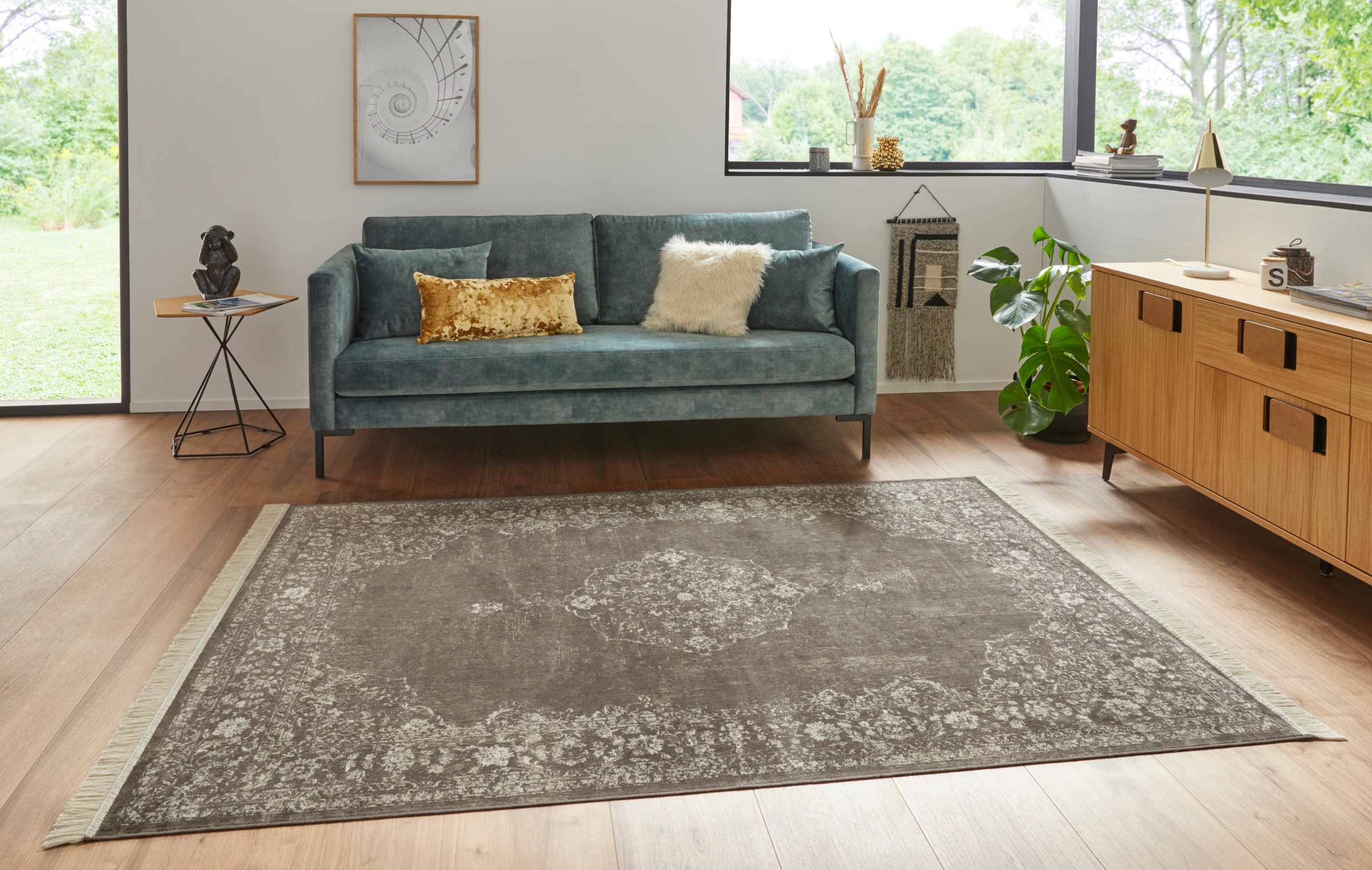 HANSE Home Teppich »Orient Vintage Medaillon«, rechteckig, 5 mm Höhe, Orientalisch mit Fransen, Orient, Wohnzimmer, Schlafzimmer, Esszimmer