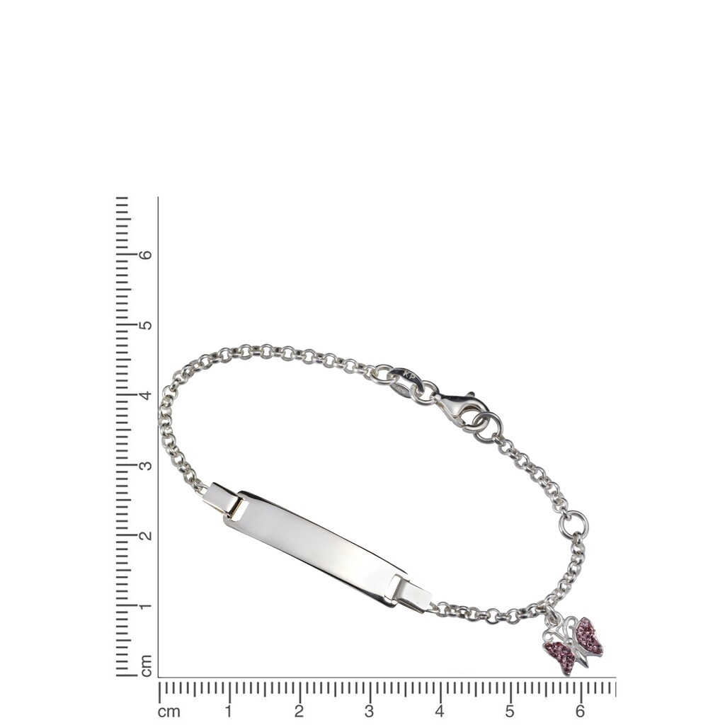 Firetti Armband »Schmuck Geschenk Silber 925 Armkette ID-Platte Schmetterling Glitzer«