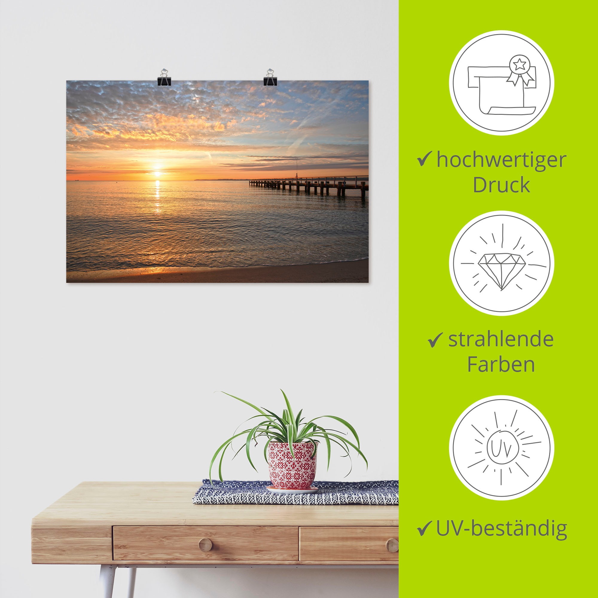 Artland Wandbild »Früh morgens an der Ostsee« Bilder vom Sonnenuntergang & -aufgang 1 Stk. tlg. als Leinwandbild, Poster in verschied. Größen