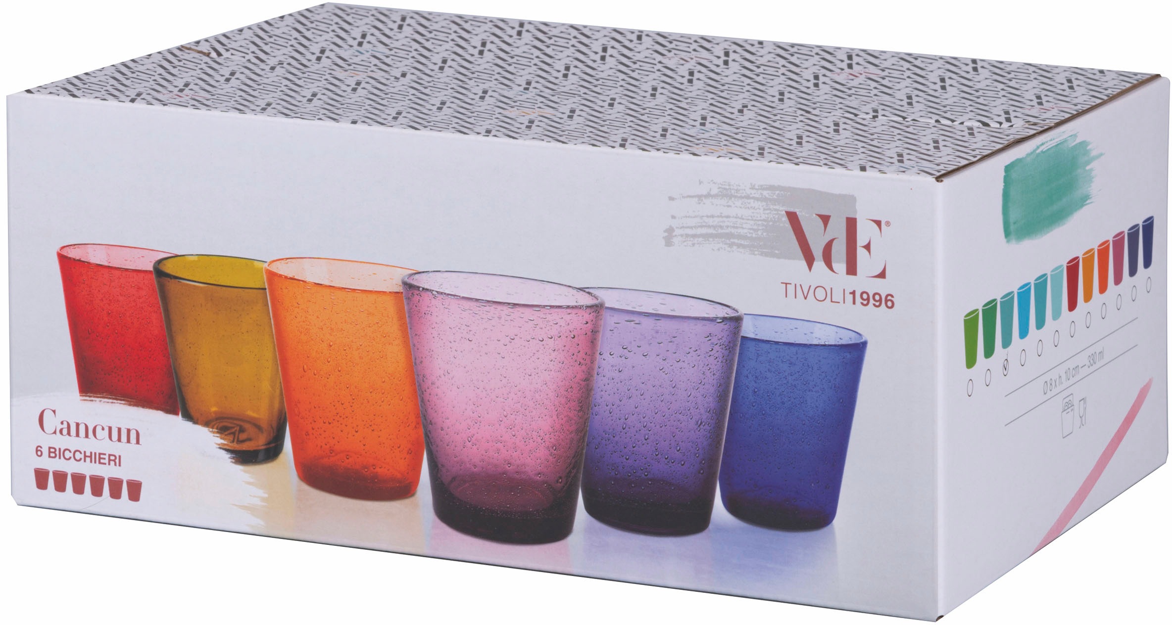 Villa d'Este Gläser-Set »Cancun Satin aquamarin«, (Set, 6 tlg.), Wassergläser-Set, 6-teilig, Inhalt 330 ml