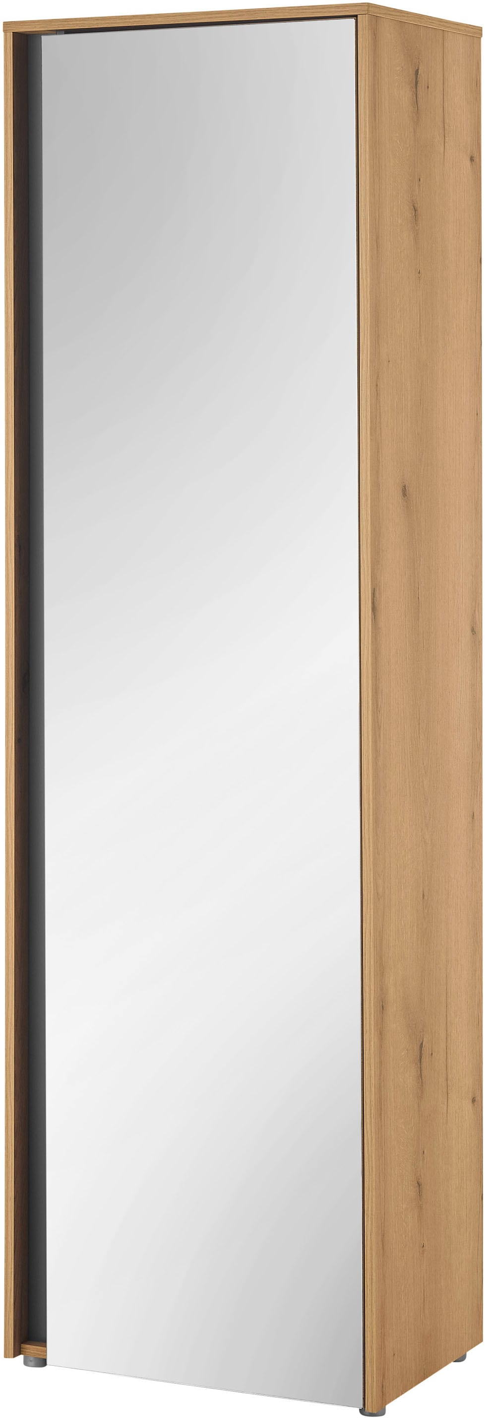 INOSIGN Spiegelschrank »GiRON/CiTY, moderner Garderobenschrank, Kleiderschrank mit Stauraum«, Spiegeltür, Teleskopauszug, Tür beidseitig montierbar, 60 cm breit
