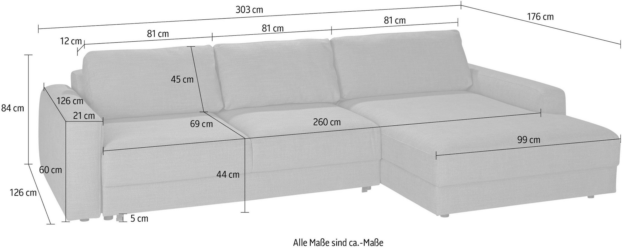 TRENDMANUFAKTUR Ecksofa »Bourbon II, mit extratiefer Sitzfläche und extrabreiter Recamiere«, elegant und zeitlos, mit hohem Sitzkomfort, L-Form