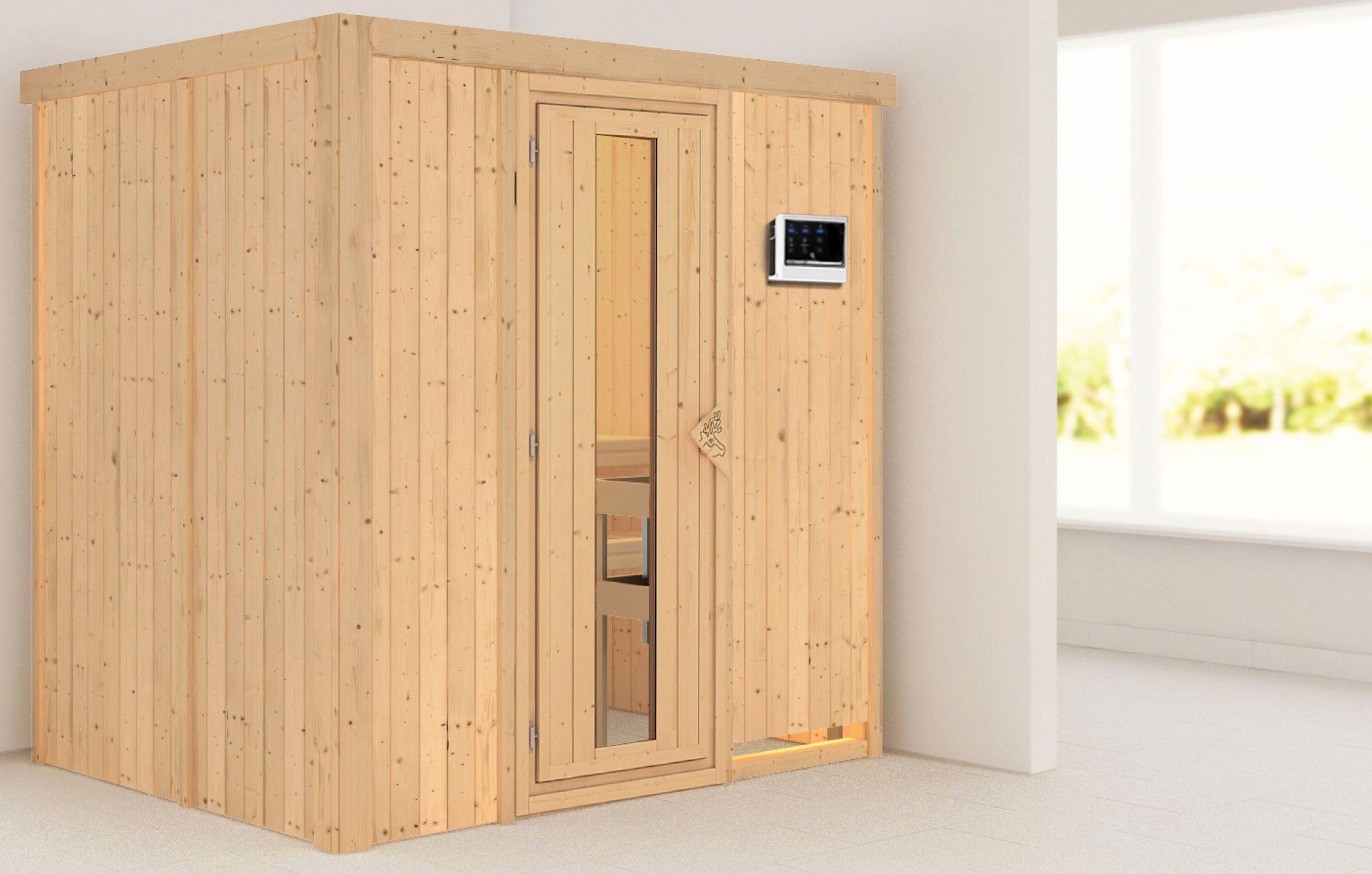 Karibu Sauna »Bedine« Set,  Ofen 9 KW externe Strg easy