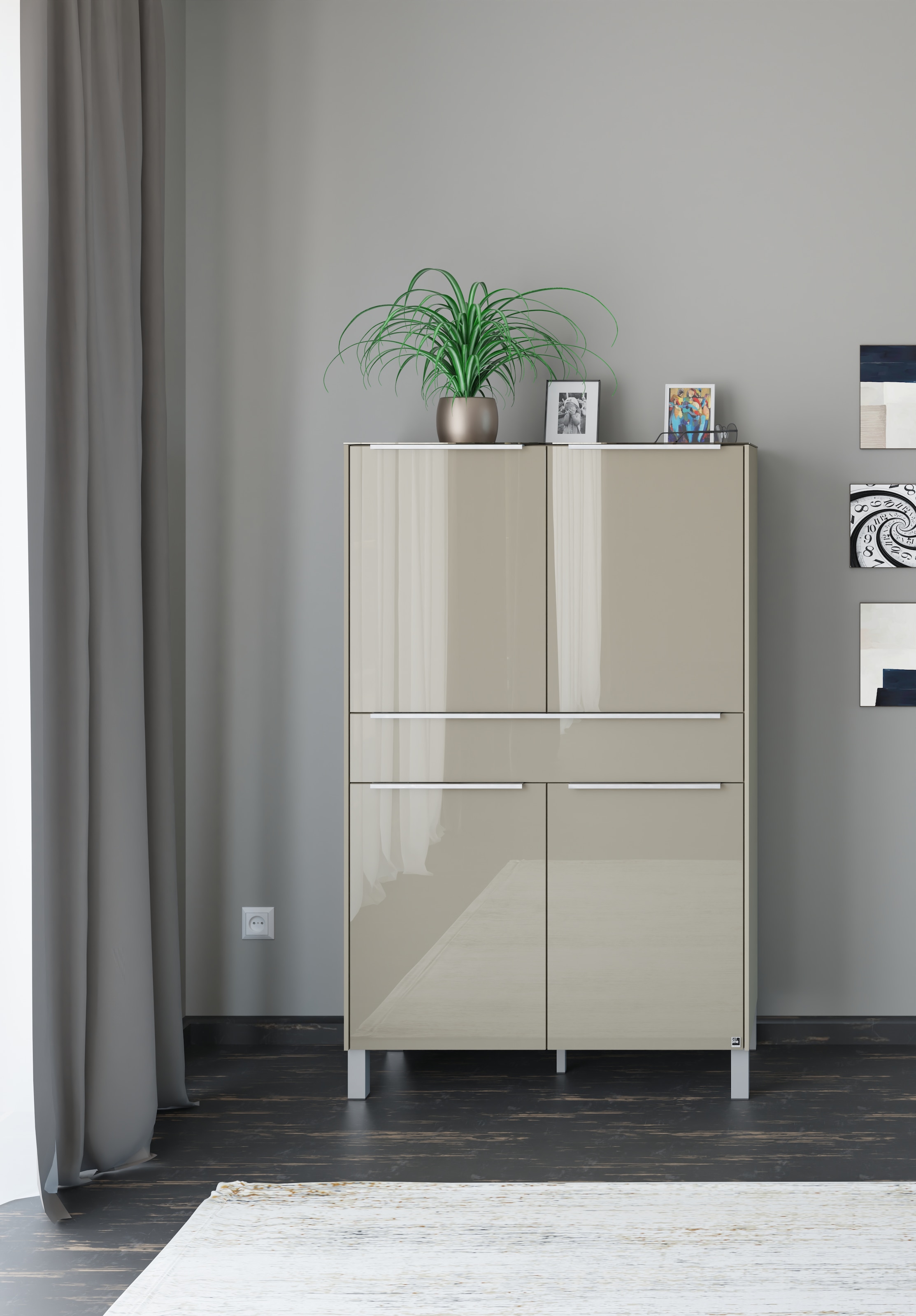 set one by Musterring Highboard »Reno« 1 Stk. tlg. Mit Vierkantfuß in diversen Farben, 152 cm Höhe & Farbauswahl