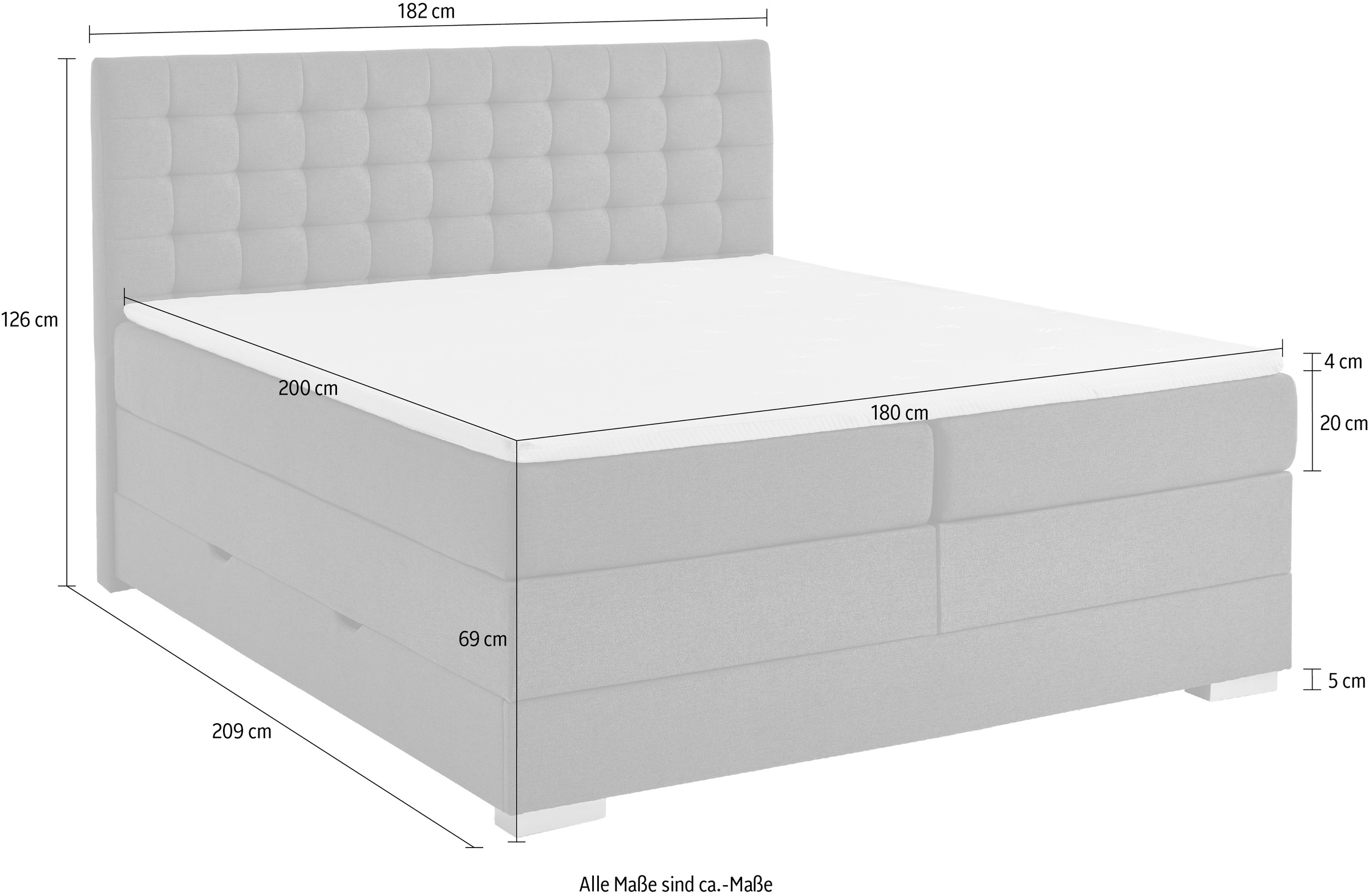 INOSIGN Boxbett »Keeva inkl. Bettkasten«, erhältlich in der Breite 180x200cm
