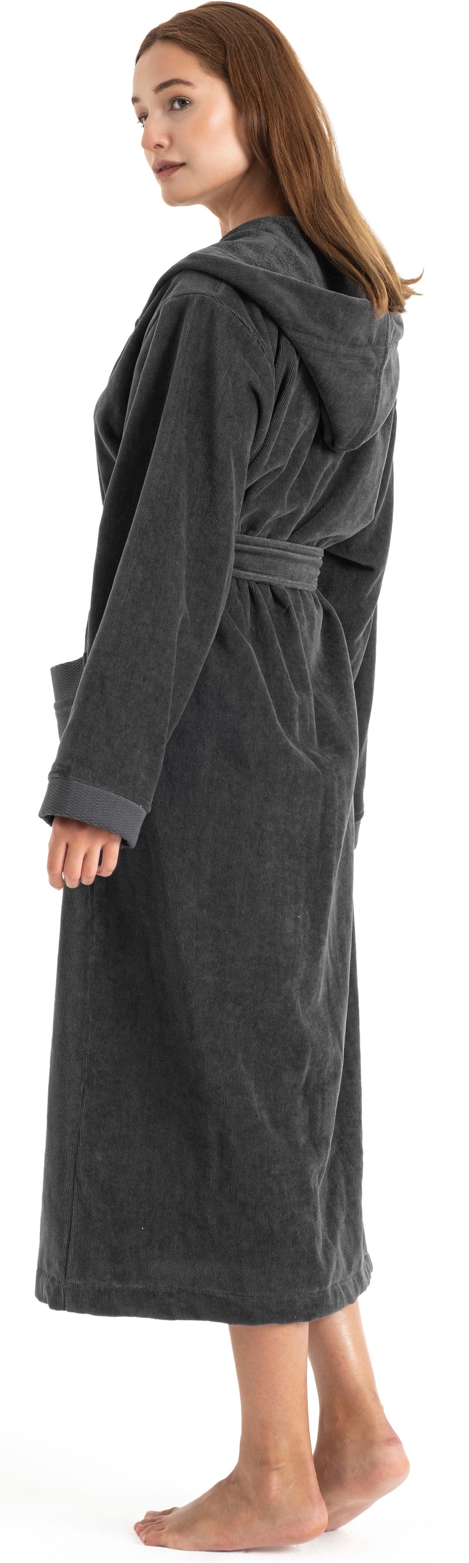 OTTO home Unisex-Bademantel »Fenya, 330 g/m², Premium, Hotelbademantel, Morgenmantel,  Sauna & Spa« 1 Stk. Reißverschlusstaschen, weich mit GRATIS-Zugabe: 1x Duschtuch 70x140 cm