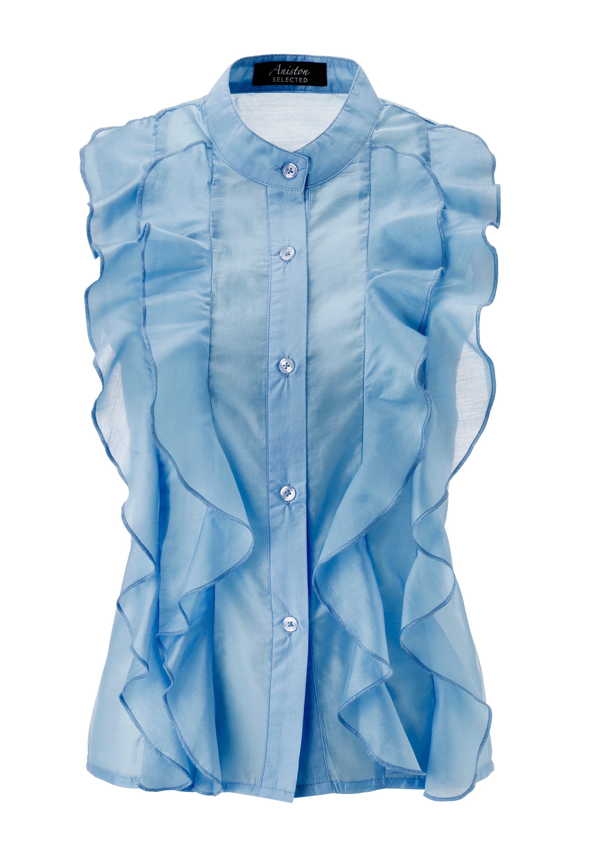 Aniston SELECTED Blusentop kleiner Stehkragen und längs verlaufende Volants - NEUE KOLLEKTION