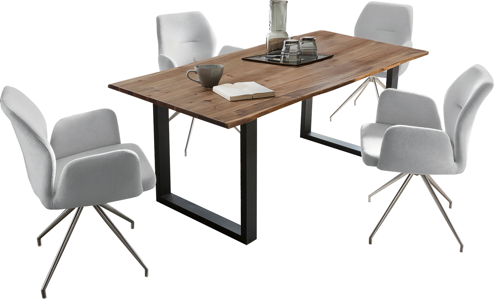 SalesFever Essgruppe »Stilvolle Sitzgruppe« Set, 5 Stk. tlg. Tischplatte behandelt mit OSMO Hartwachs-Öl in seidenmattem Finish