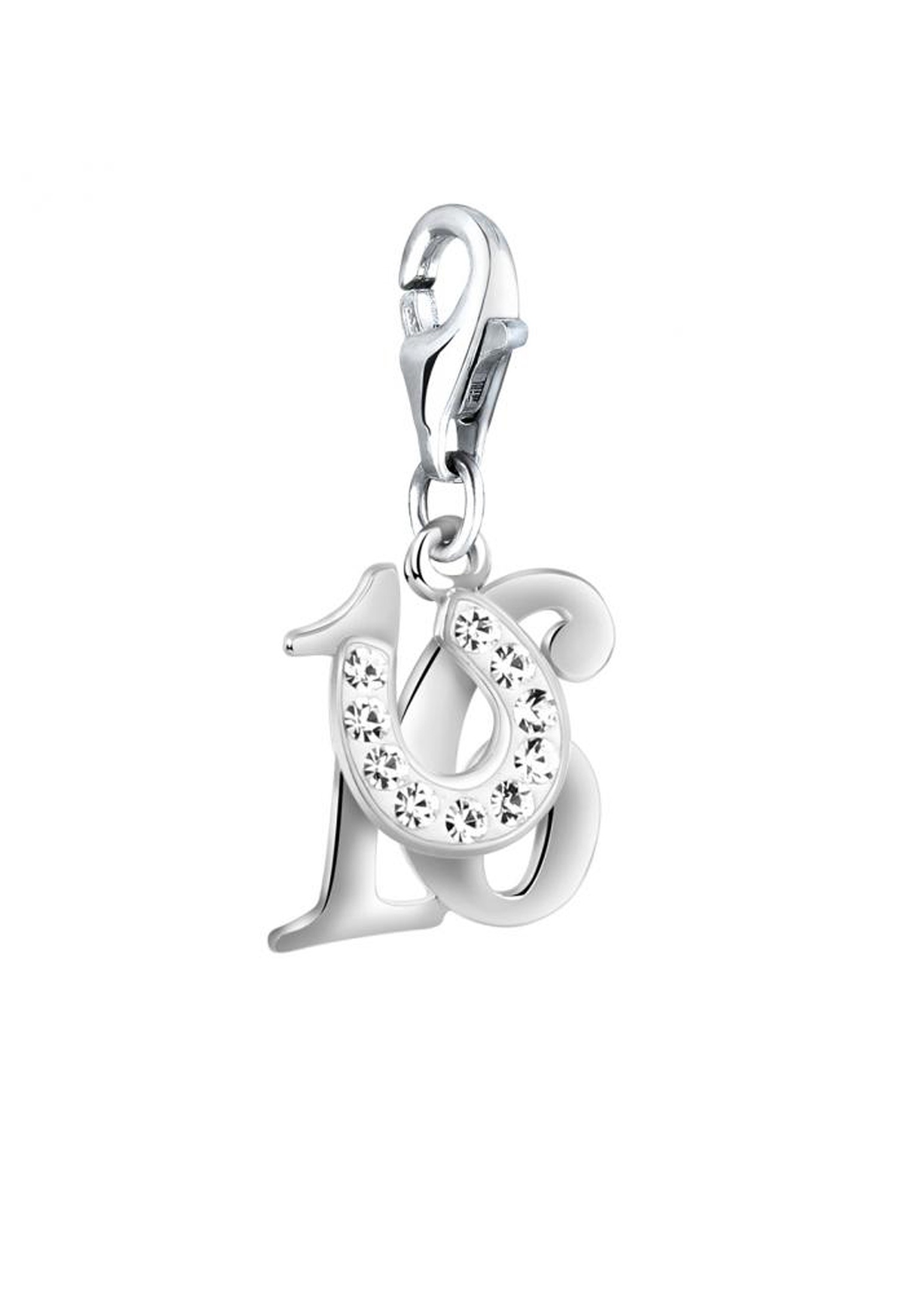 Nenalina Charm-Einhänger »Charm 16 Hufeisen Glück Kristalle 925 Silber«