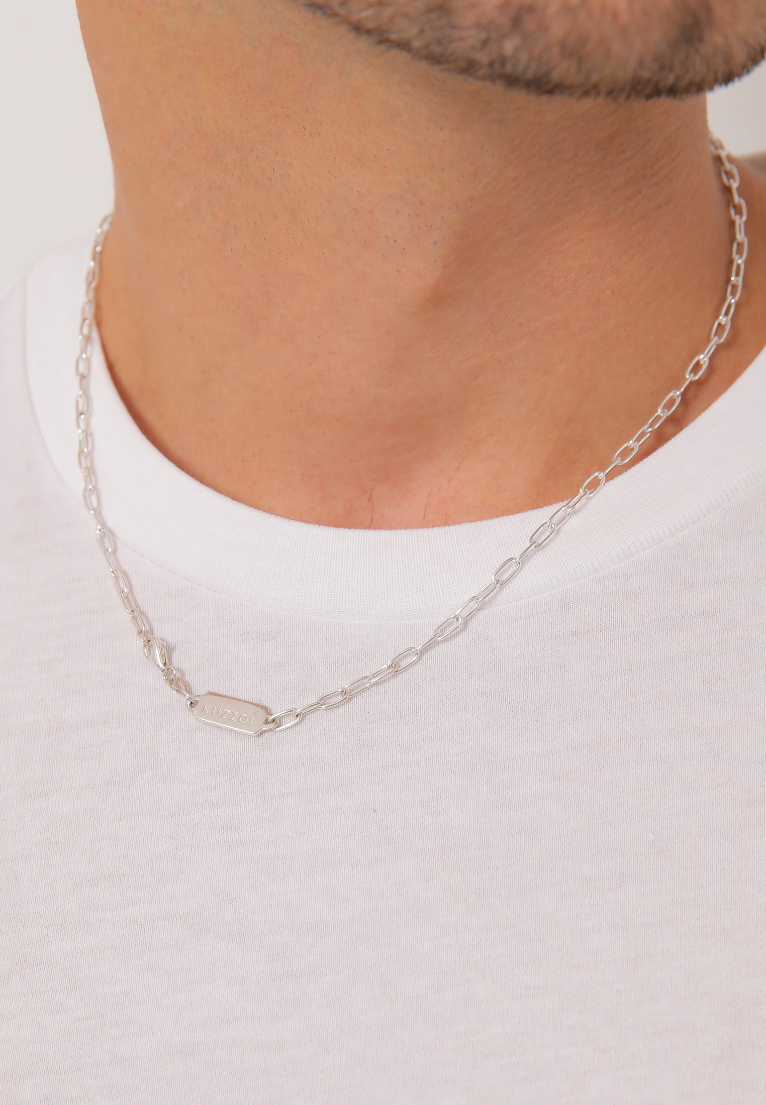 Kuzzoi Silberkette »Halskette Herren Gliederkette Oval Basic Fein 925 Silber«
