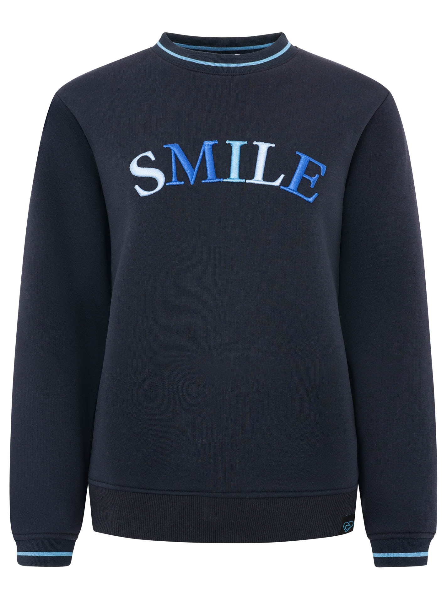 Zwillingsherz Hoodie »"Smile Shine"«, Rundhals, mit Lurexstreifen an den Bündchen, glänzende Stickerei
