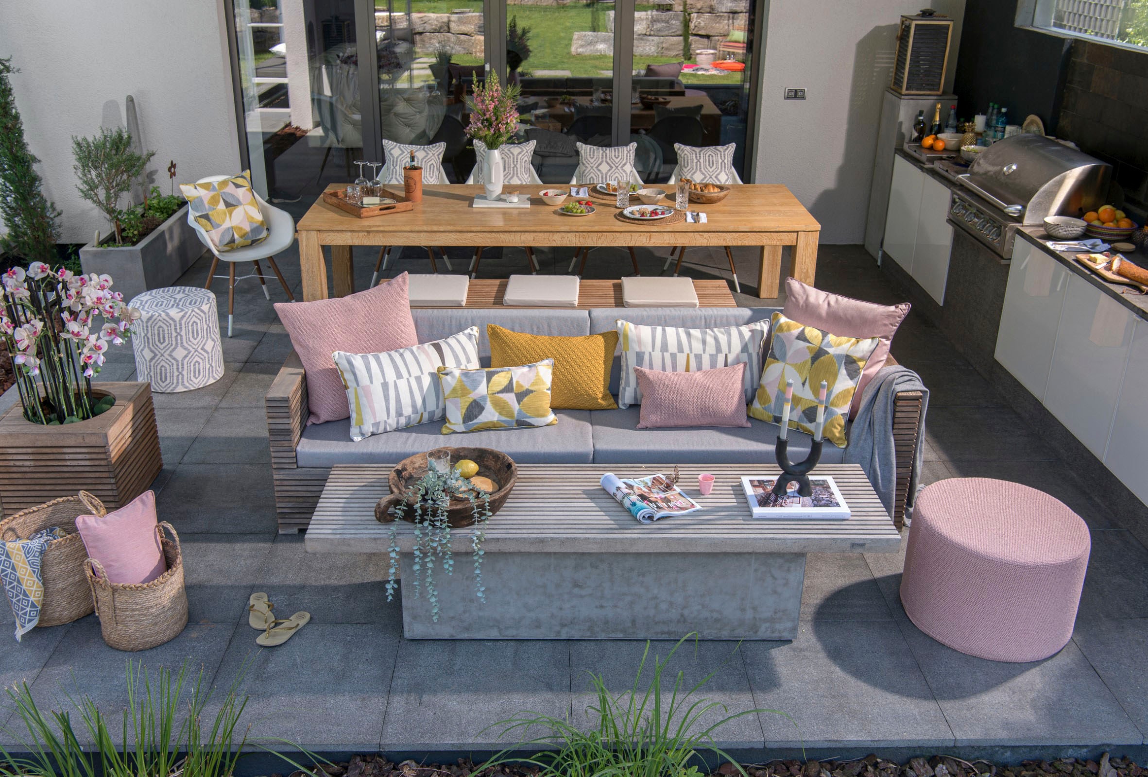 H.O.C.K. Dekokissen »Toledo« Outdoor, Ikat-Muster, schmutz-& wasserabweisend, mit Reißverschluss