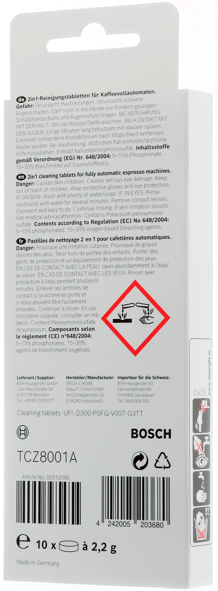 BOSCH Reinigungstabletten »TCZ8001A«, (für Bosch Kaffeevollautomaten)