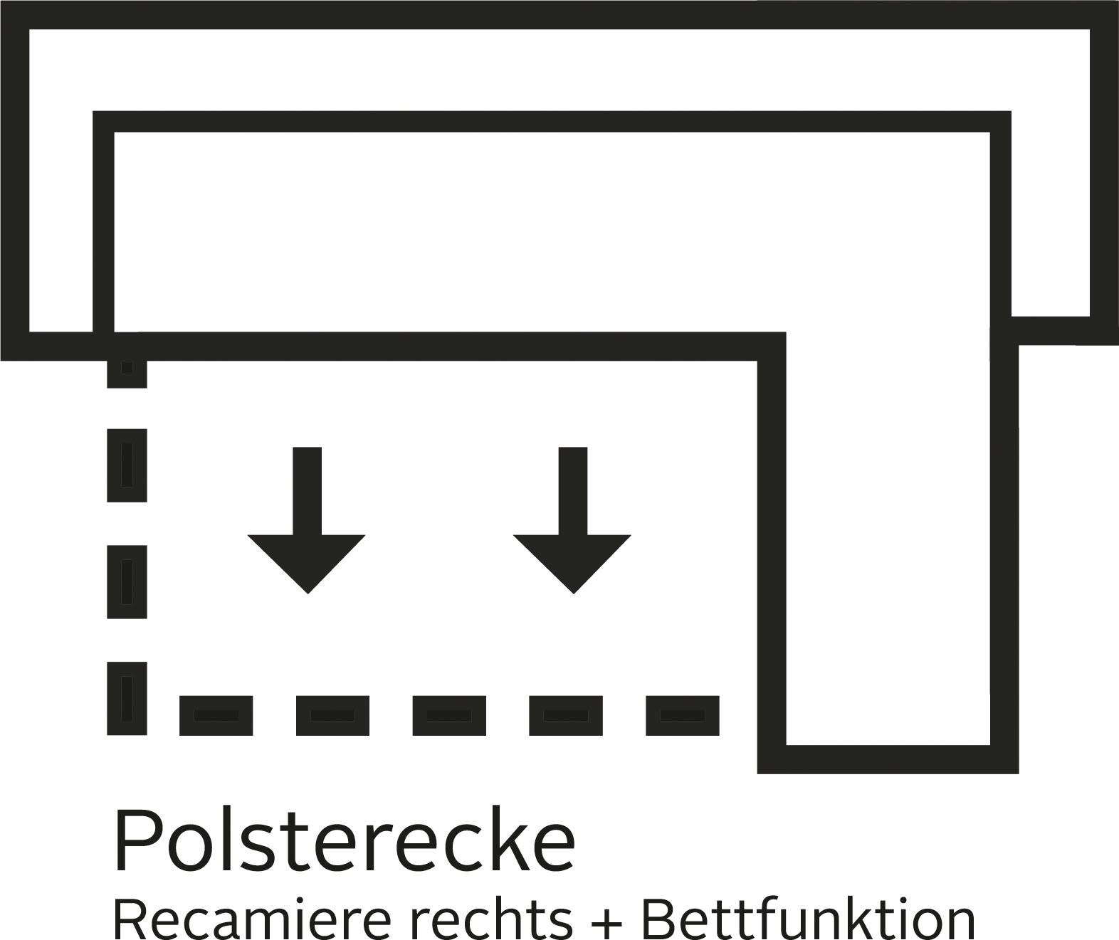 Home affaire Ecksofa »Alberto L-Form«, mit Ottomane, inkl. Kopfteilverstellung, wahlweise mit Bettfunktion