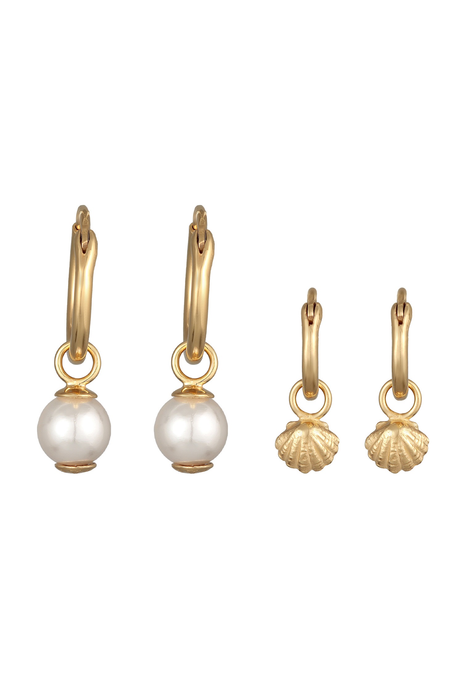 Elli Ohrstecker-Set »Ohrringe Creolen Set Muschelkernperle Muschel 925 Silber«