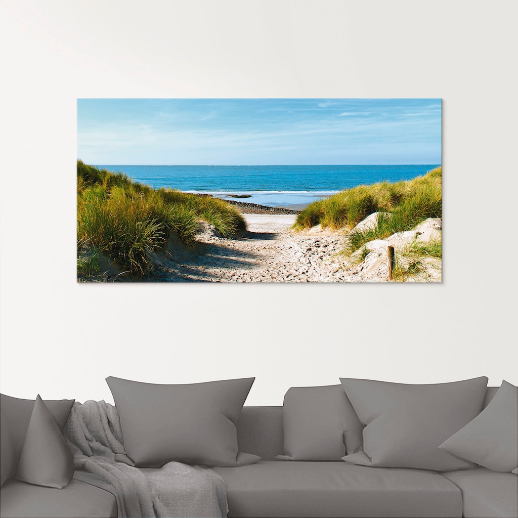 Artland Glasbild »Strand mit Sanddünen und Weg zur See«, Strand, (1 St.)