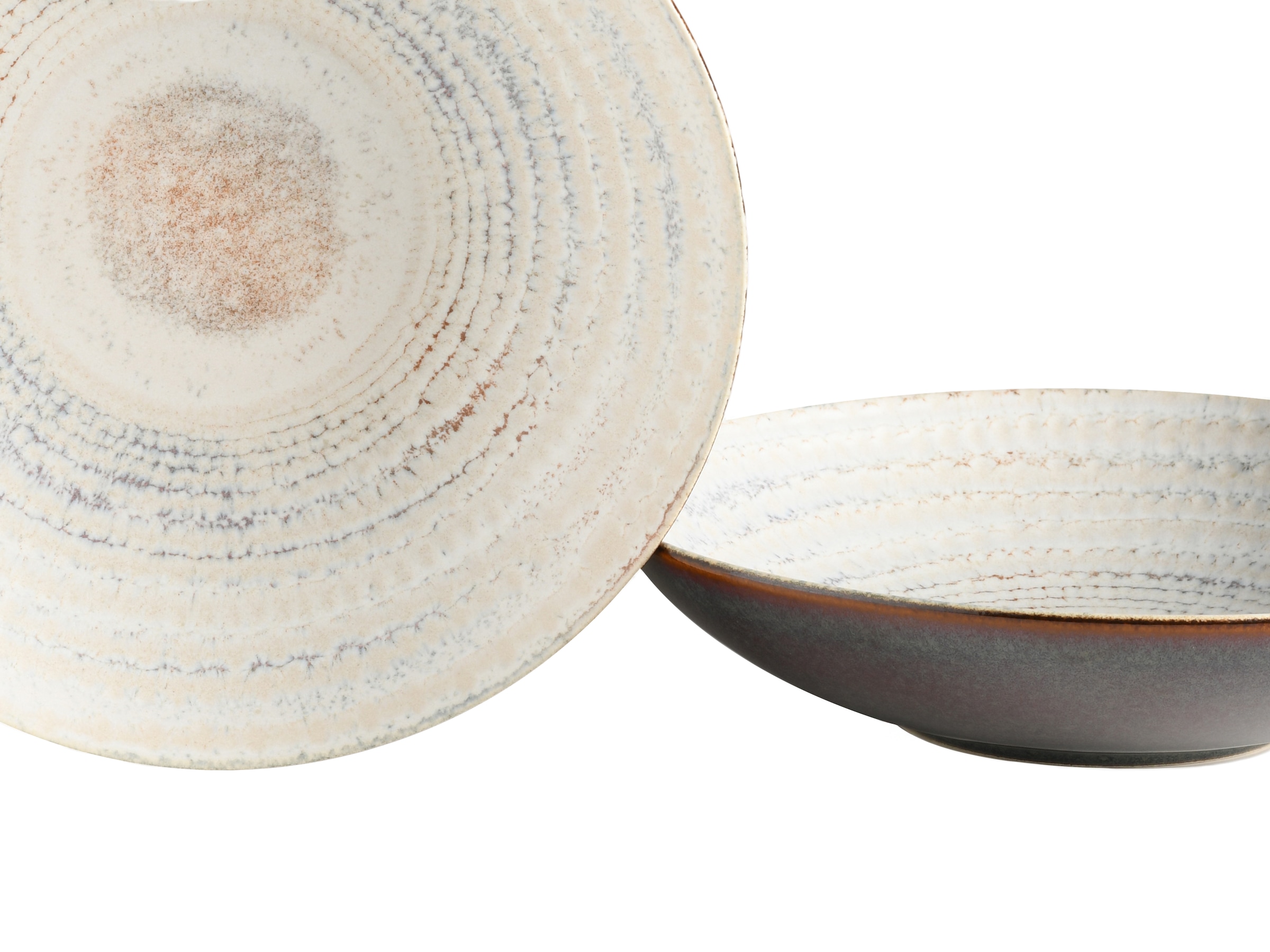 CreaTable Teller-Set »Neapel, Service 12-tlg.« Teller Set, Edles Tellerset, Vulkanoptik