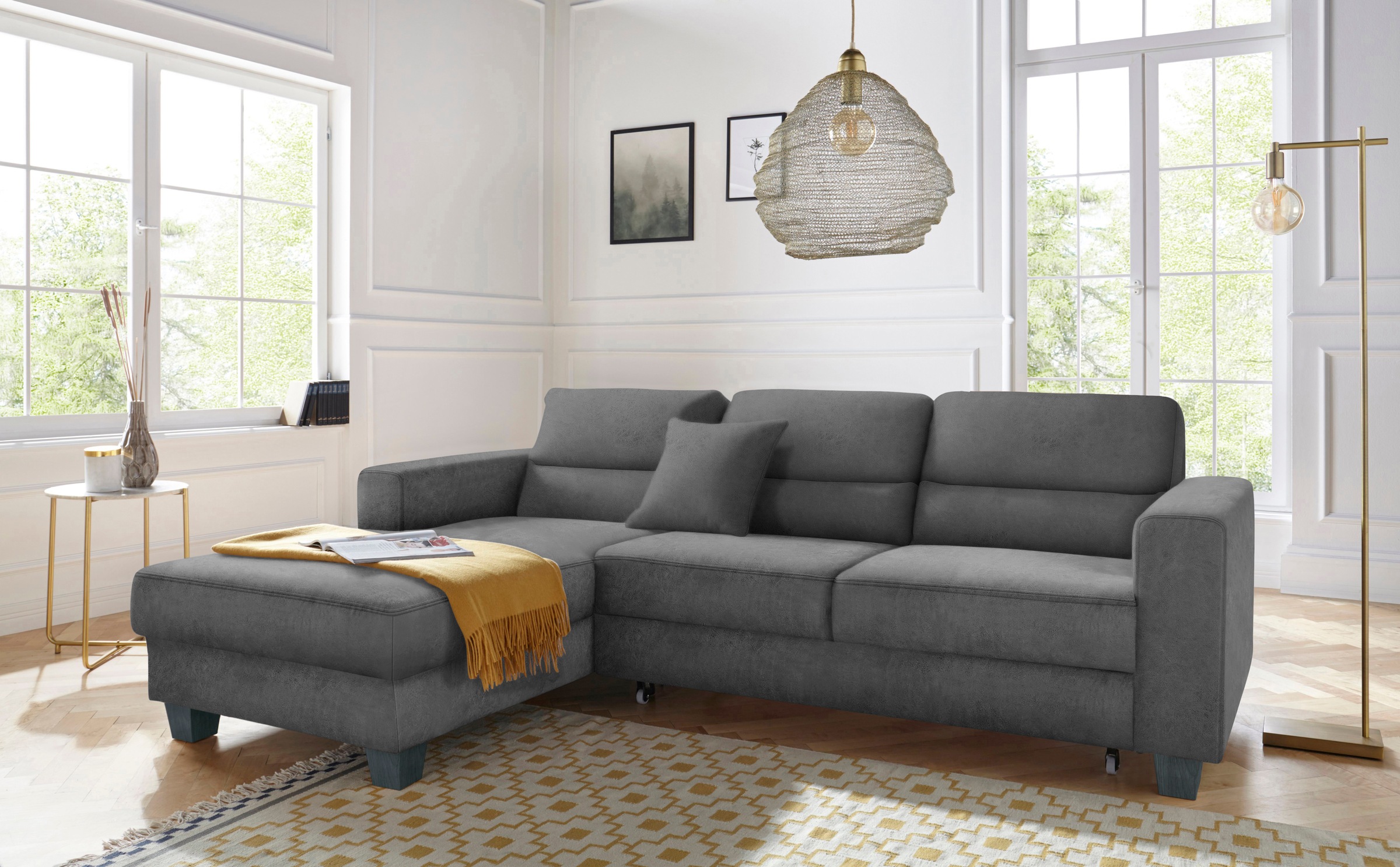 TRENDMANUFAKTUR Ecksofa »Chamber, zeitlos und modern, hoher Sitzkomfort, L-Form«, wahlweise mit Schlaffunktion