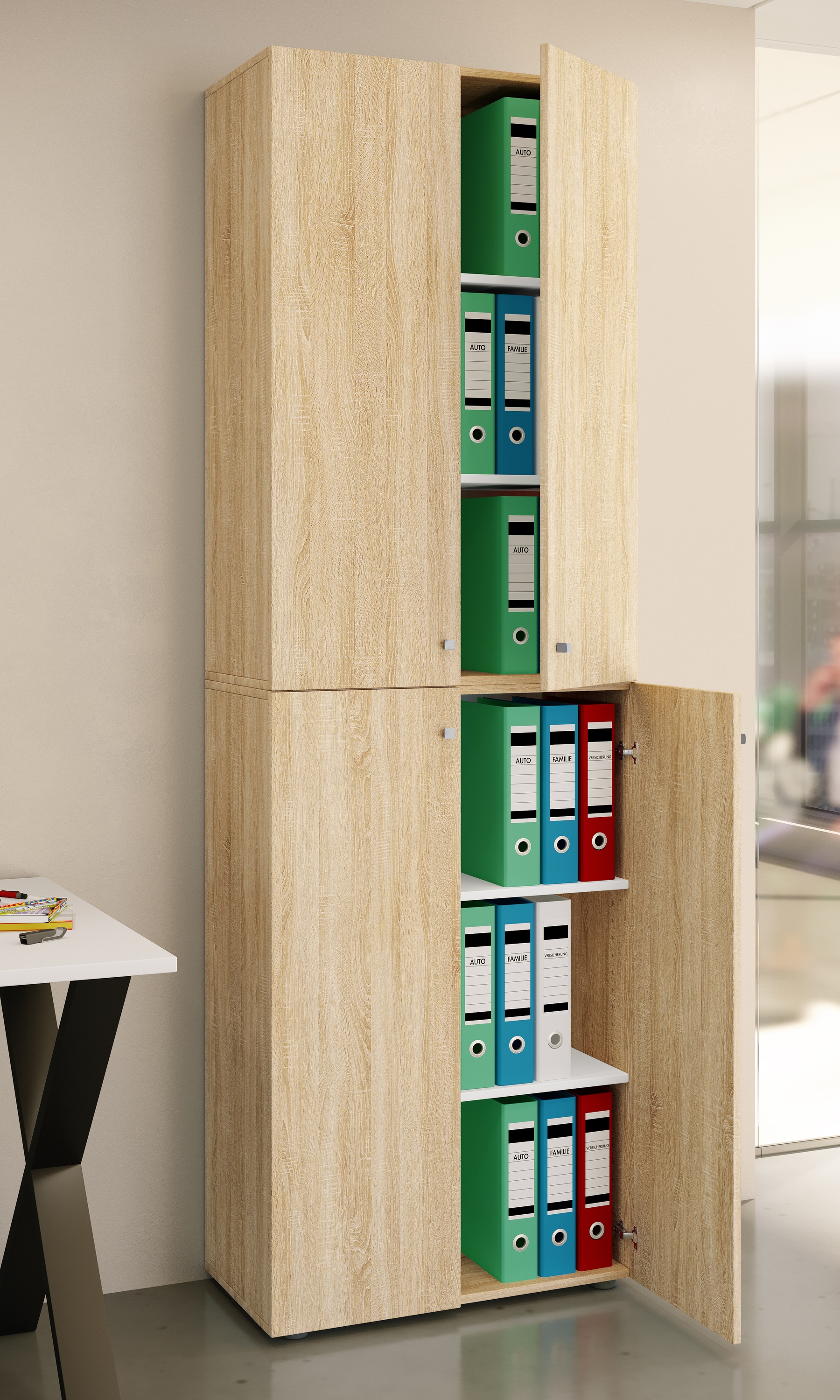 VCM Aktenschrank »VCM Büroschrank mit 6 Fächern | moderner Aktenschrank mit Drehtüren | Maße ca. H. 220 x B. 70 x T. 40cm ¿ Lona 6-Fach«, (1 St.)