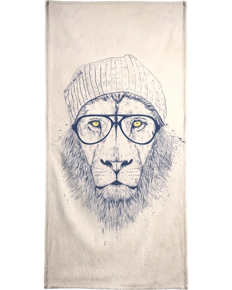 Juniqe Strandtuch »Cool lion«, (1 St.), Weiche Frottee-Veloursqualität
