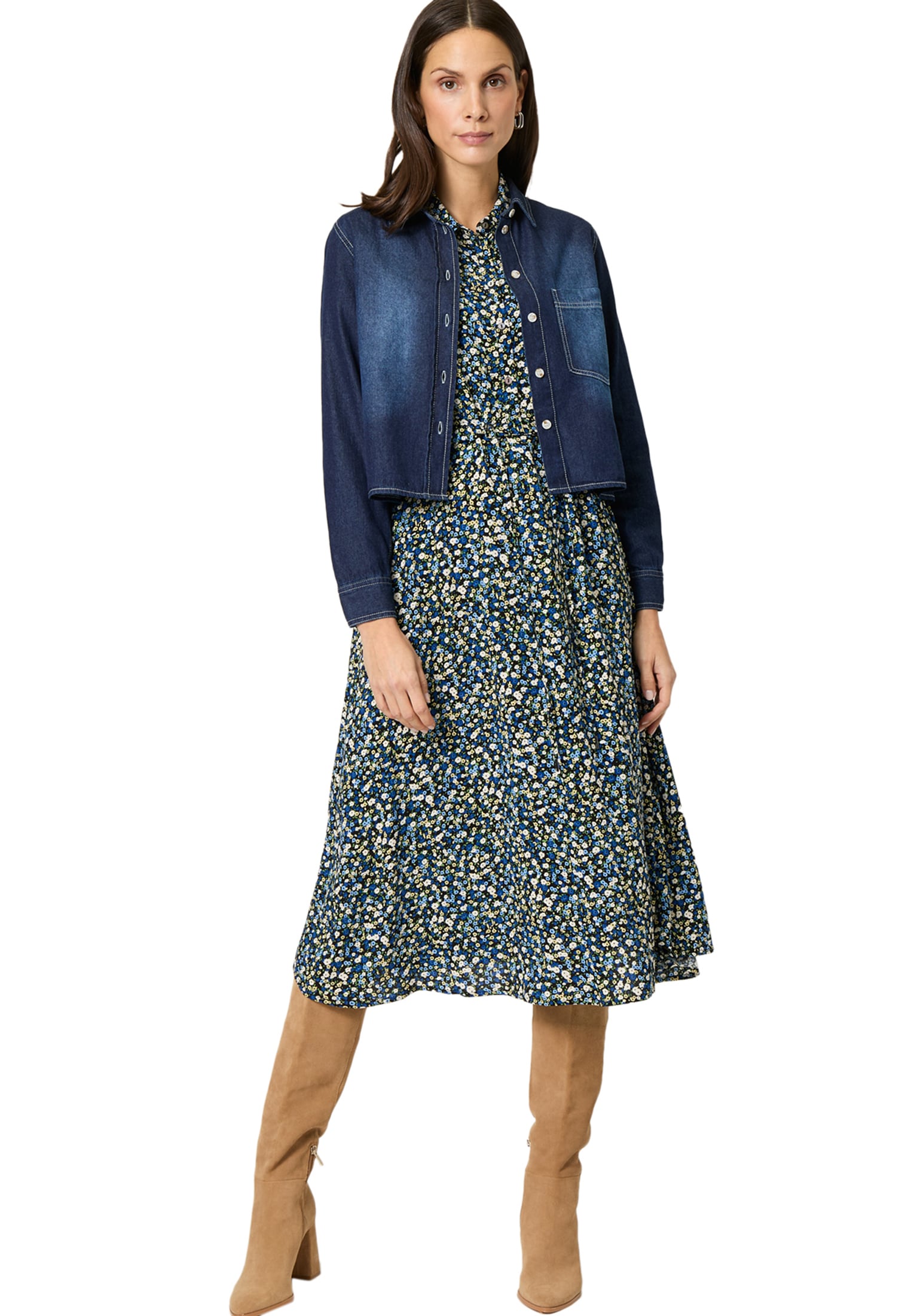 Zero Plisseekleid »Crepè-Kleid mit Bindegürtel«