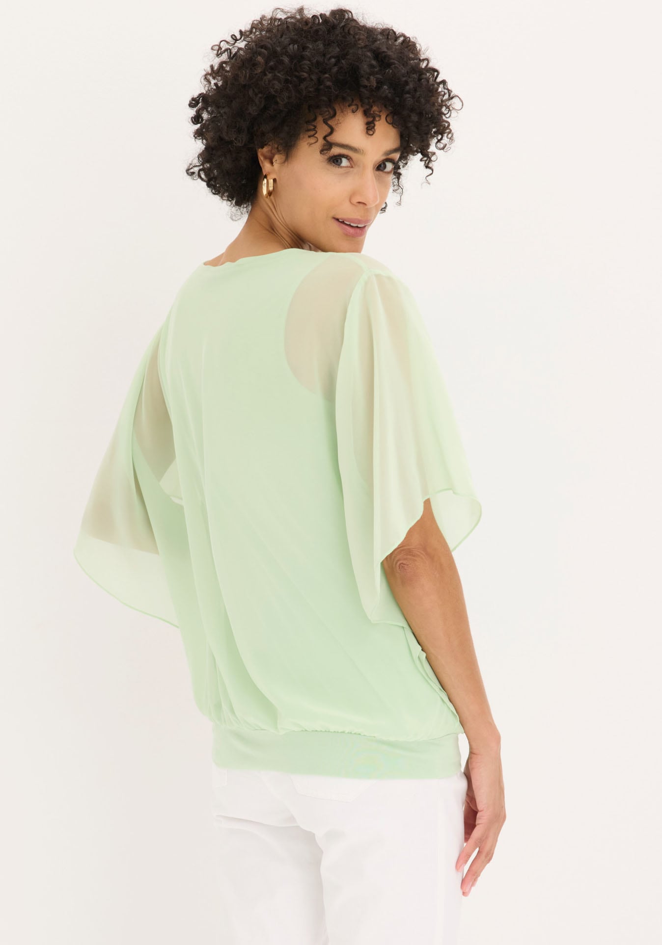 bonprix Chiffonbluse »Chiffonbluse mit Untertop« Oversize-Passform, für festliche Anlässe, mit elastischem Bund
