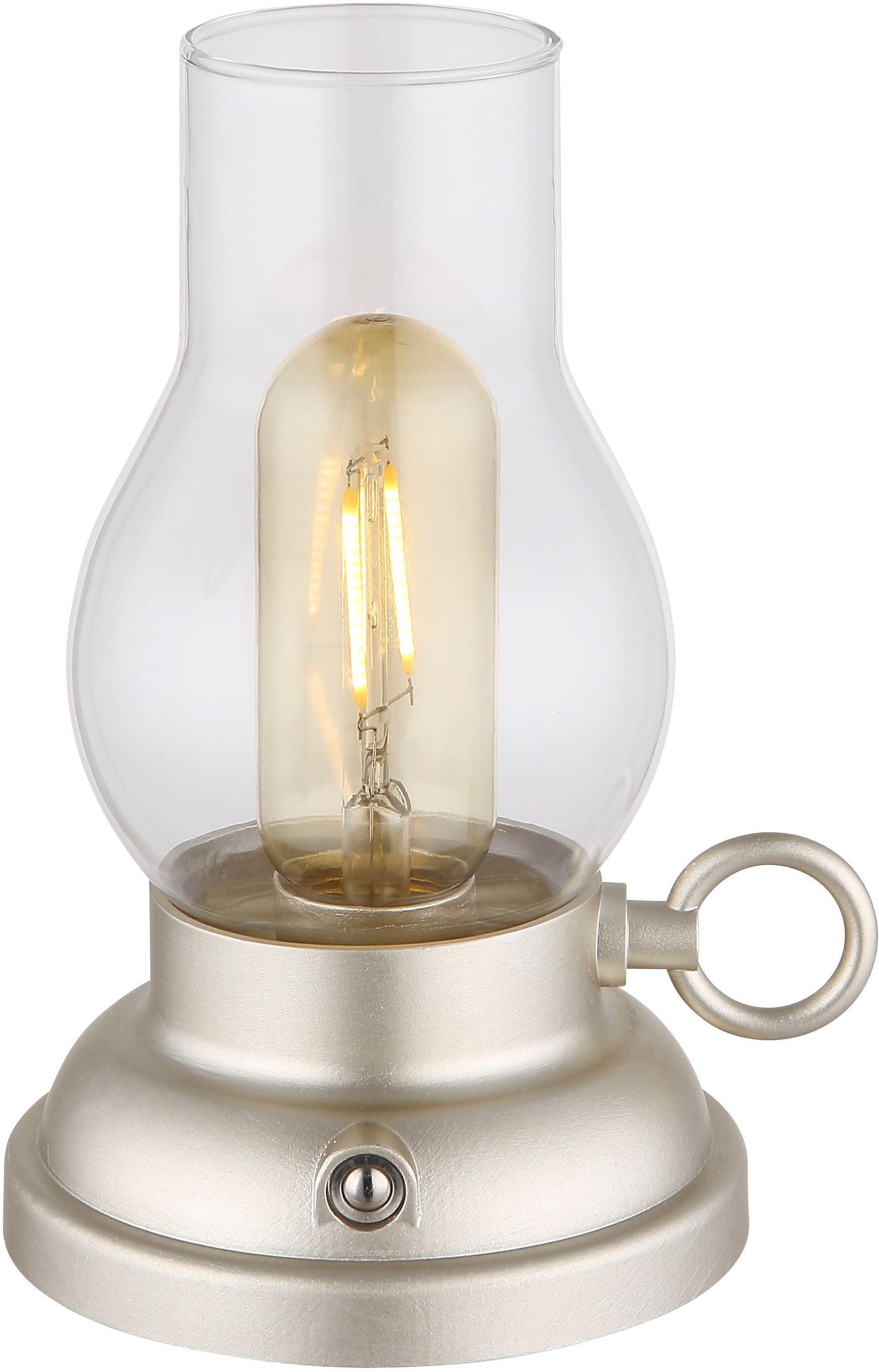GLOBO LIGHTING LED Tischleuchte »PETRO« LED-Modul 1 Stk. Warmweiß Akkutischleuchte, mobile Leuchte, Petroleumlampen-Design