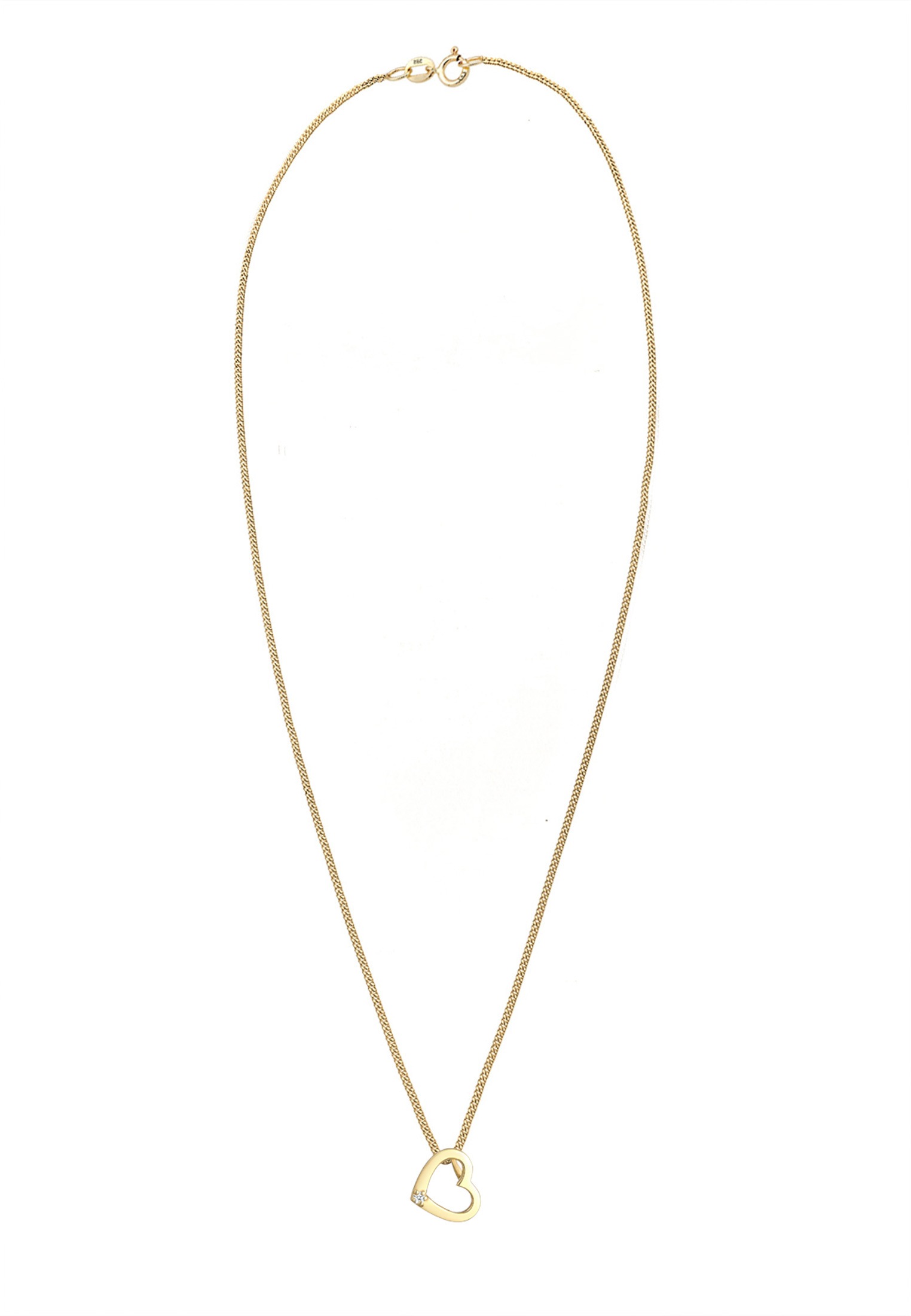 Elli DIAMONDS Silberkette »Halskette Herz Diamant Weiß Brillantschliff (0.015ct) 585 Gelbgold«